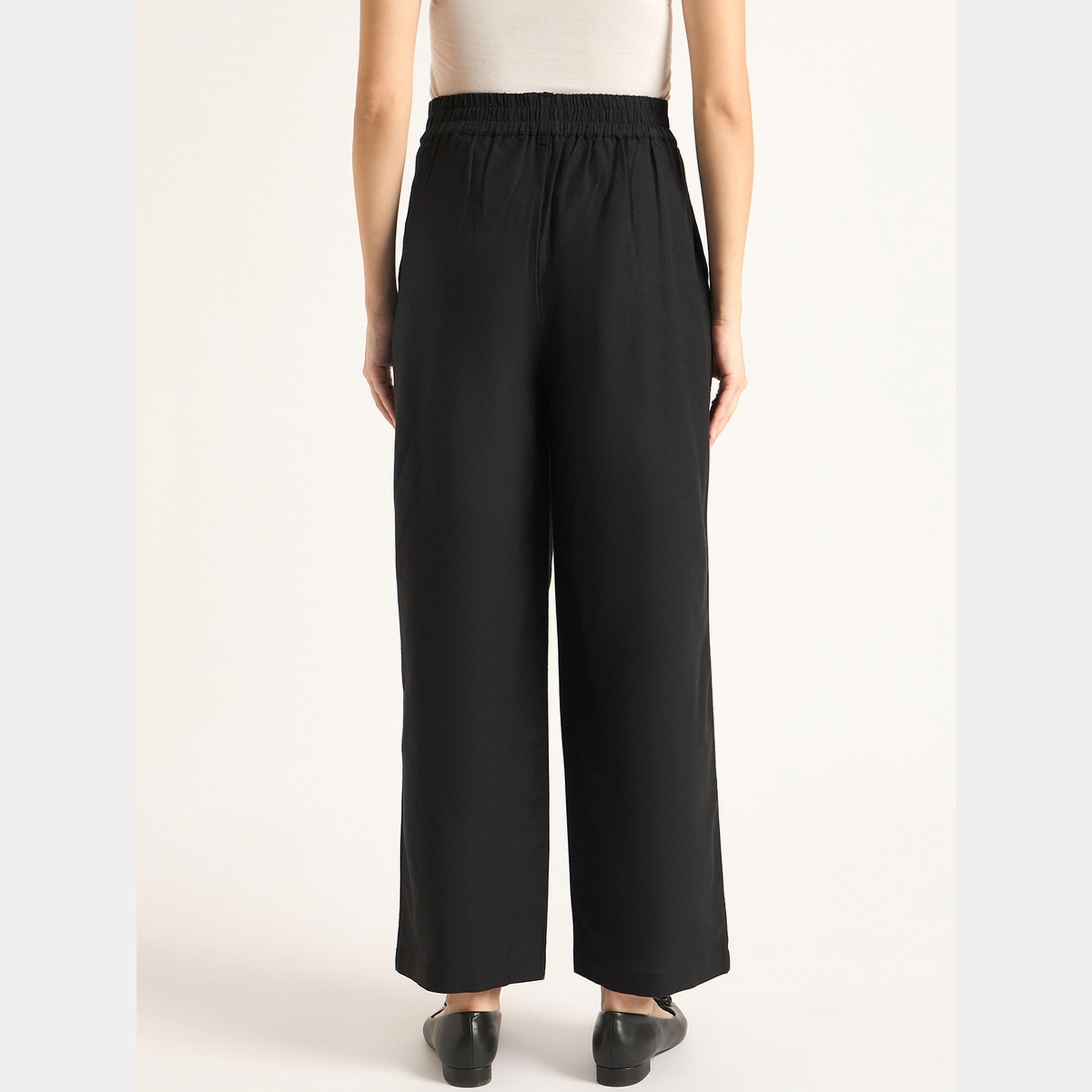 Femmella Black Dual Button Straight Fit Pant-women-clothing-bottoms-trousers-image-5