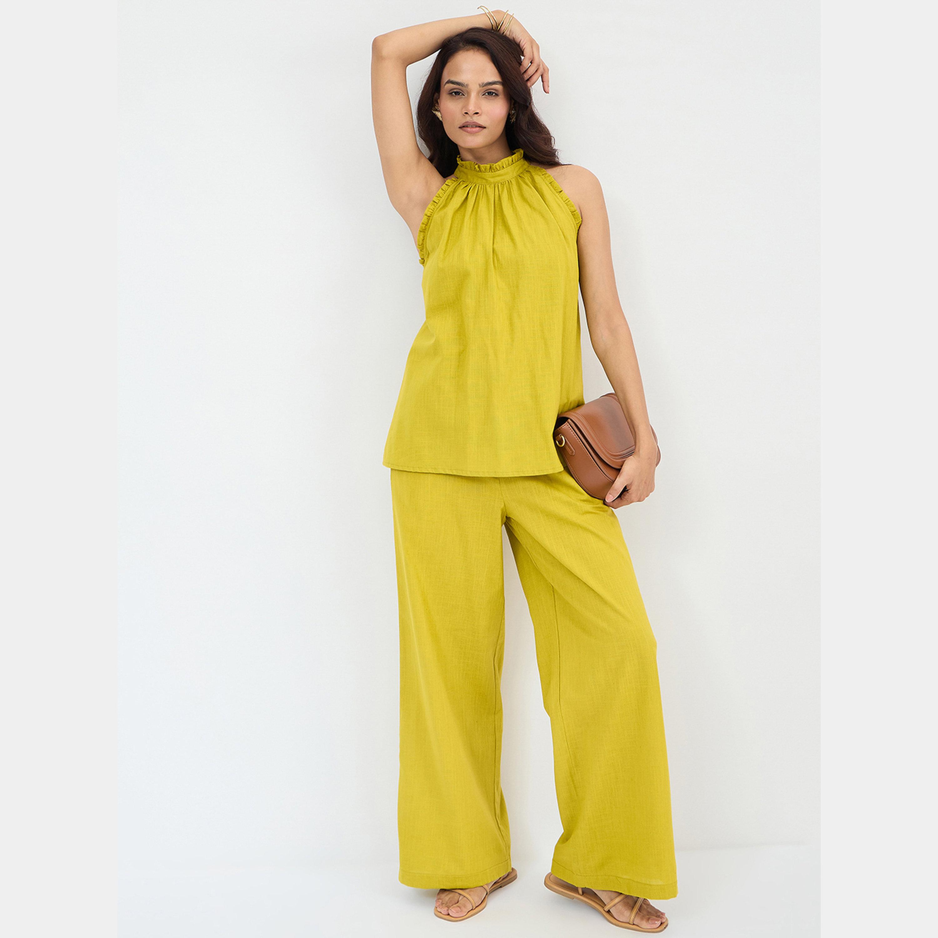 Femmella Citrine Green Cotton Straight Fit Pant-women-clothing-bottoms-trousers-image-2