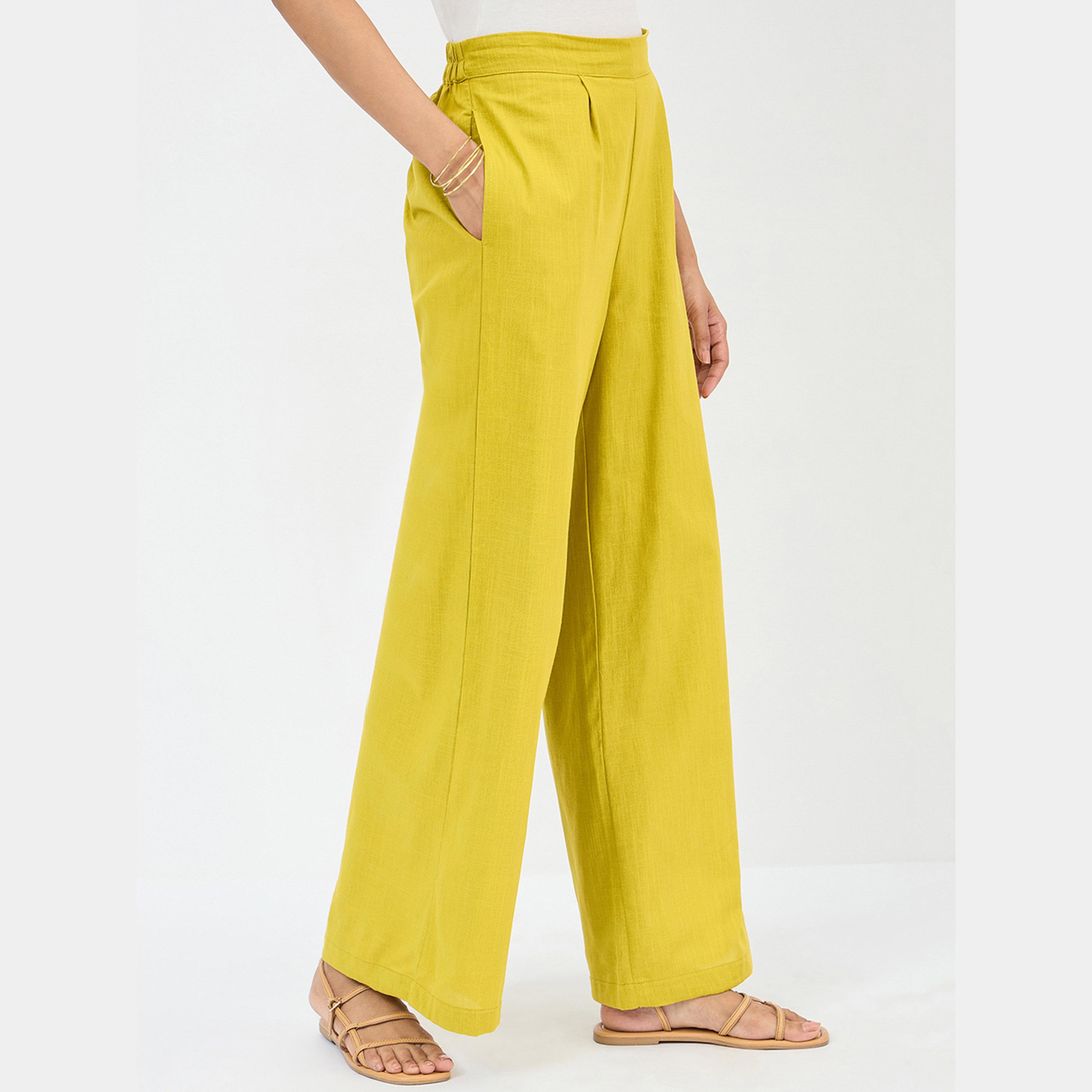 Femmella Citrine Green Cotton Straight Fit Pant-women-clothing-bottoms-trousers-image-5