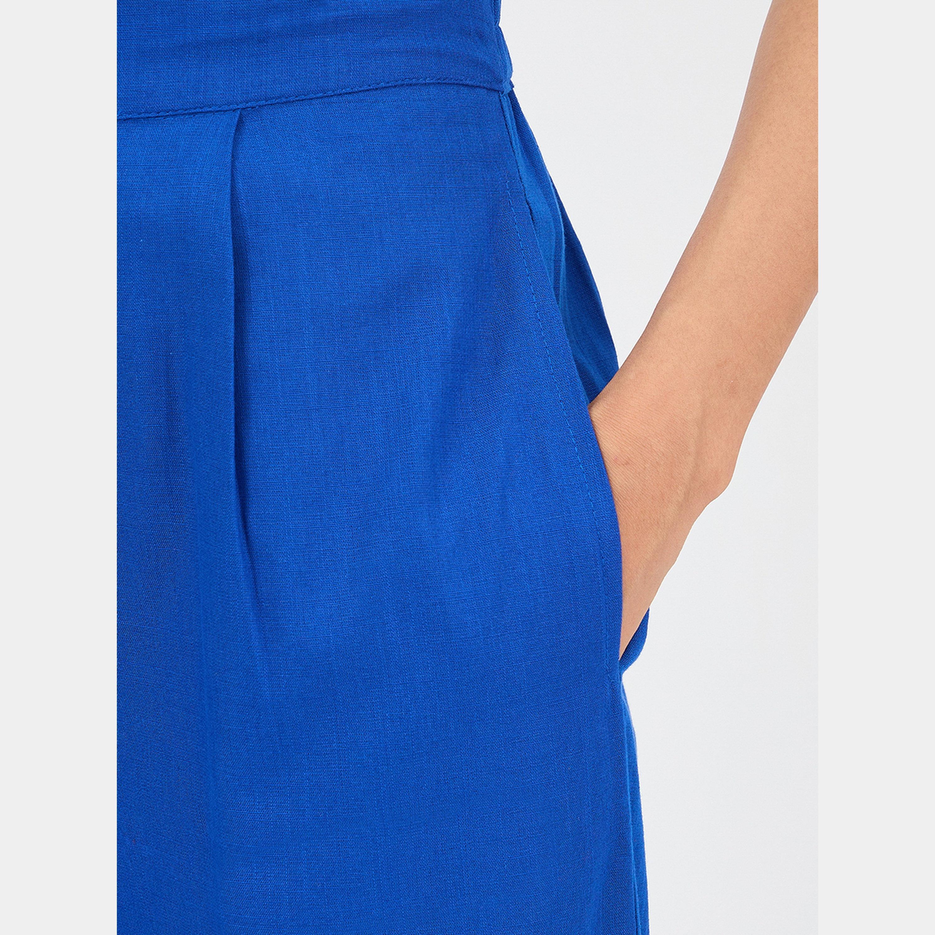 فيميلا - بنطال قطني أزرق ملكي بقصّة مستقيمة-women-clothing-bottoms-trousers-image-4