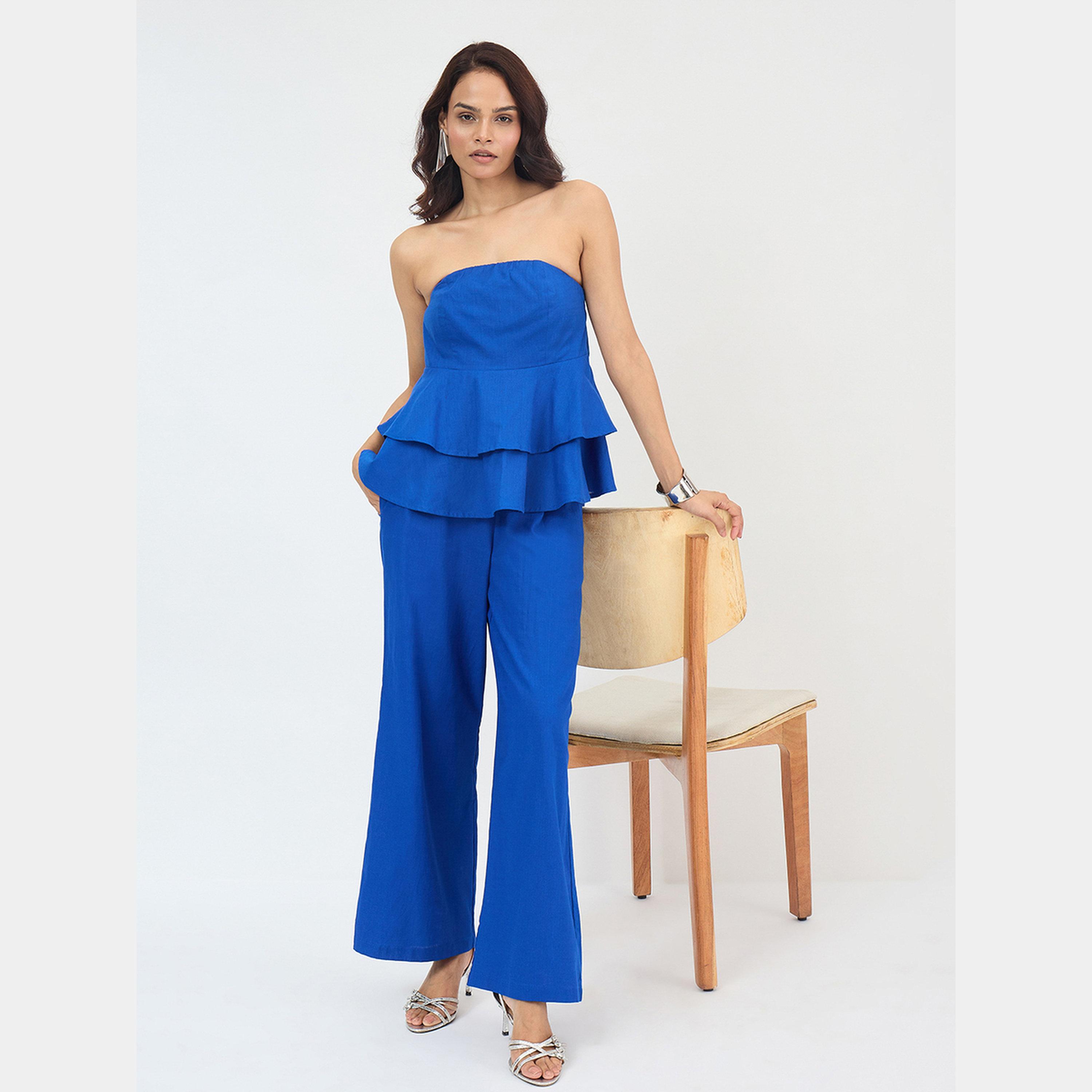 فيميلا - بنطال قطني أزرق ملكي بقصّة مستقيمة-women-clothing-bottoms-trousers-image-6