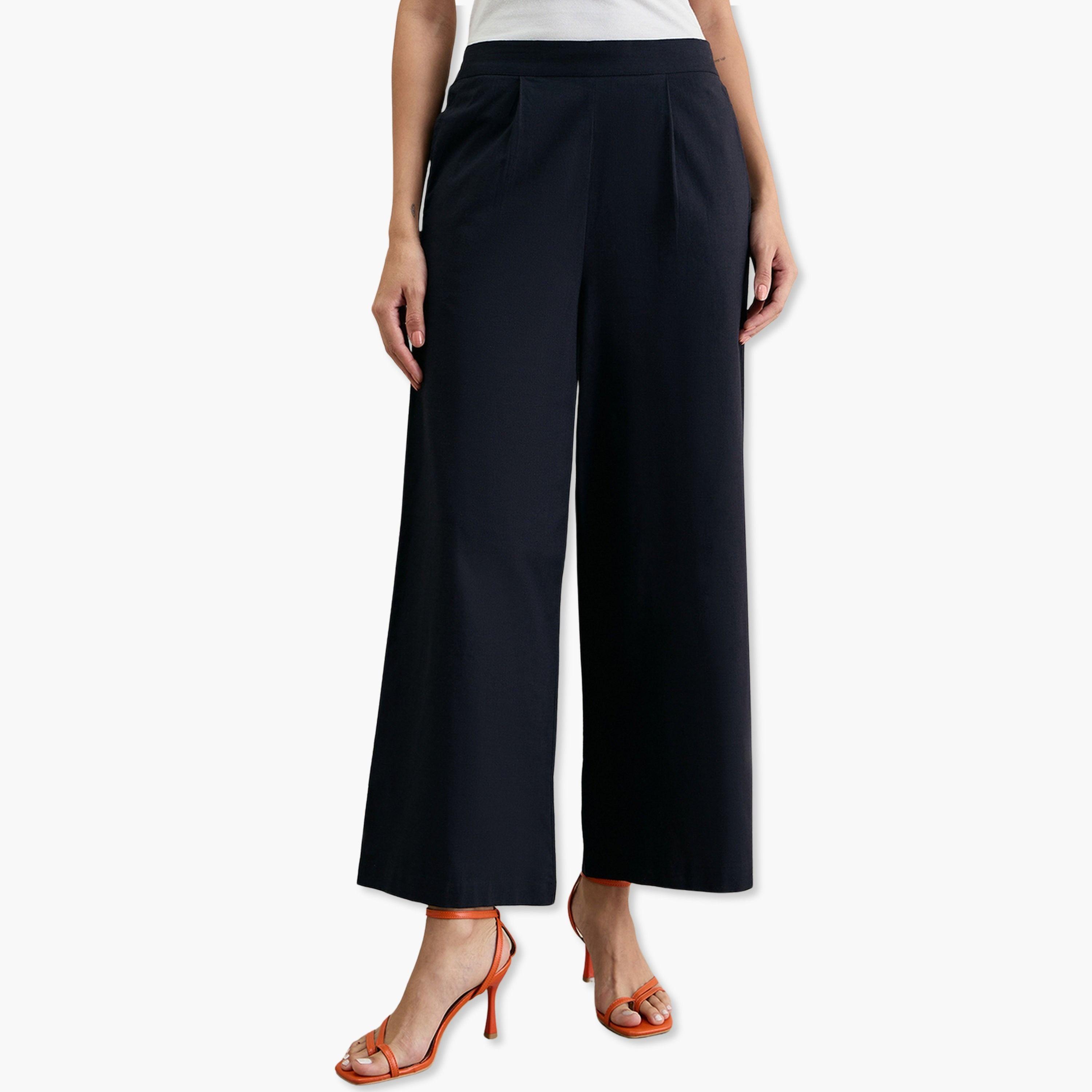 فيميلا - بنطال قطني أسود بقصّة مستقيمة-women-clothing-bottoms-trousers-image-1