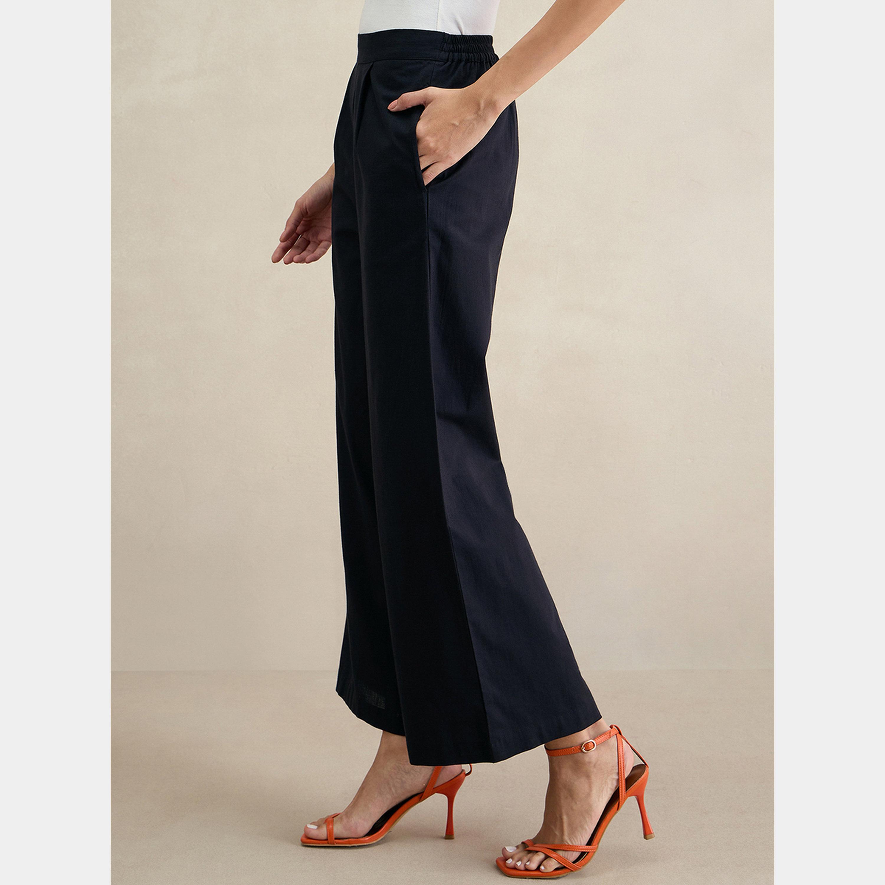 Femmella Black Cotton Straight Fit Pant-women-clothing-bottoms-trousers-image-4