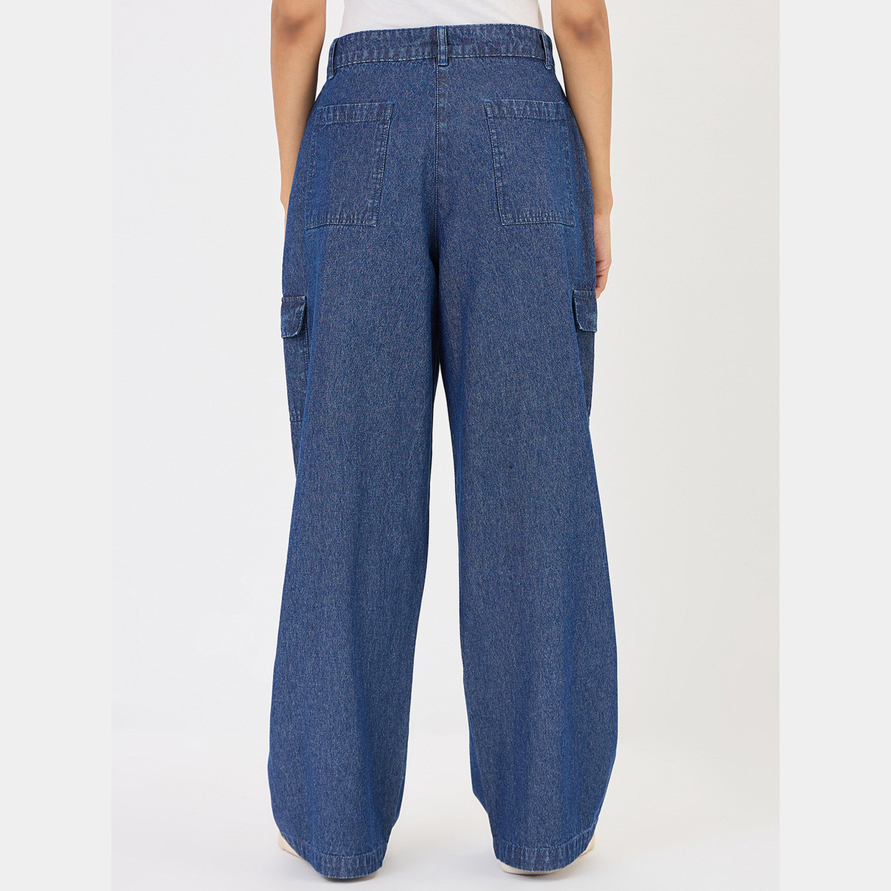 فيميلا - بنطال جينز واسع الساق أزرق كحلي-women-clothing-bottoms-trousers-image-3