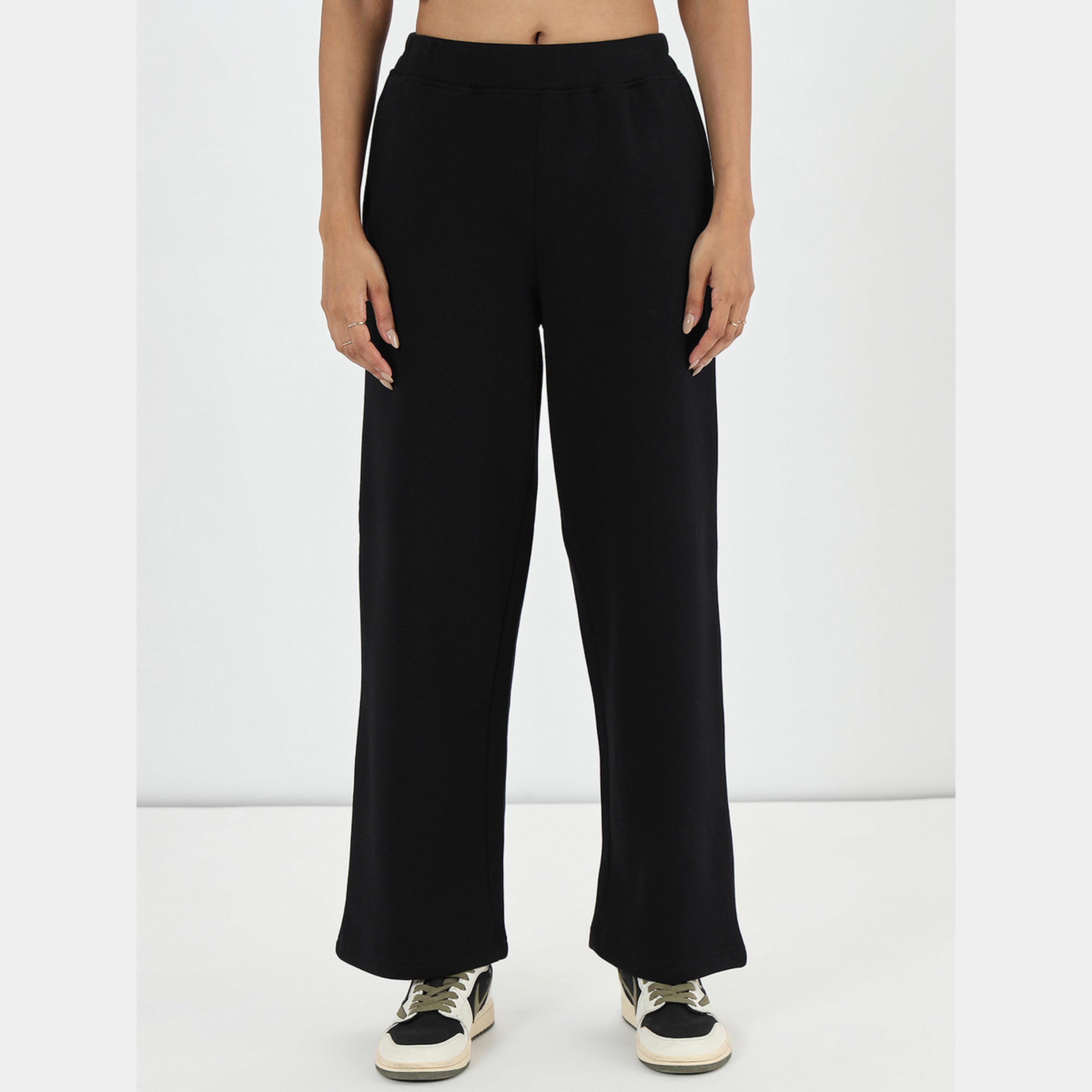 فيميلا - بنطال رياضي صوف بقصة مستقيمة لون أسود-women-clothing-bottoms-joggers-image-1