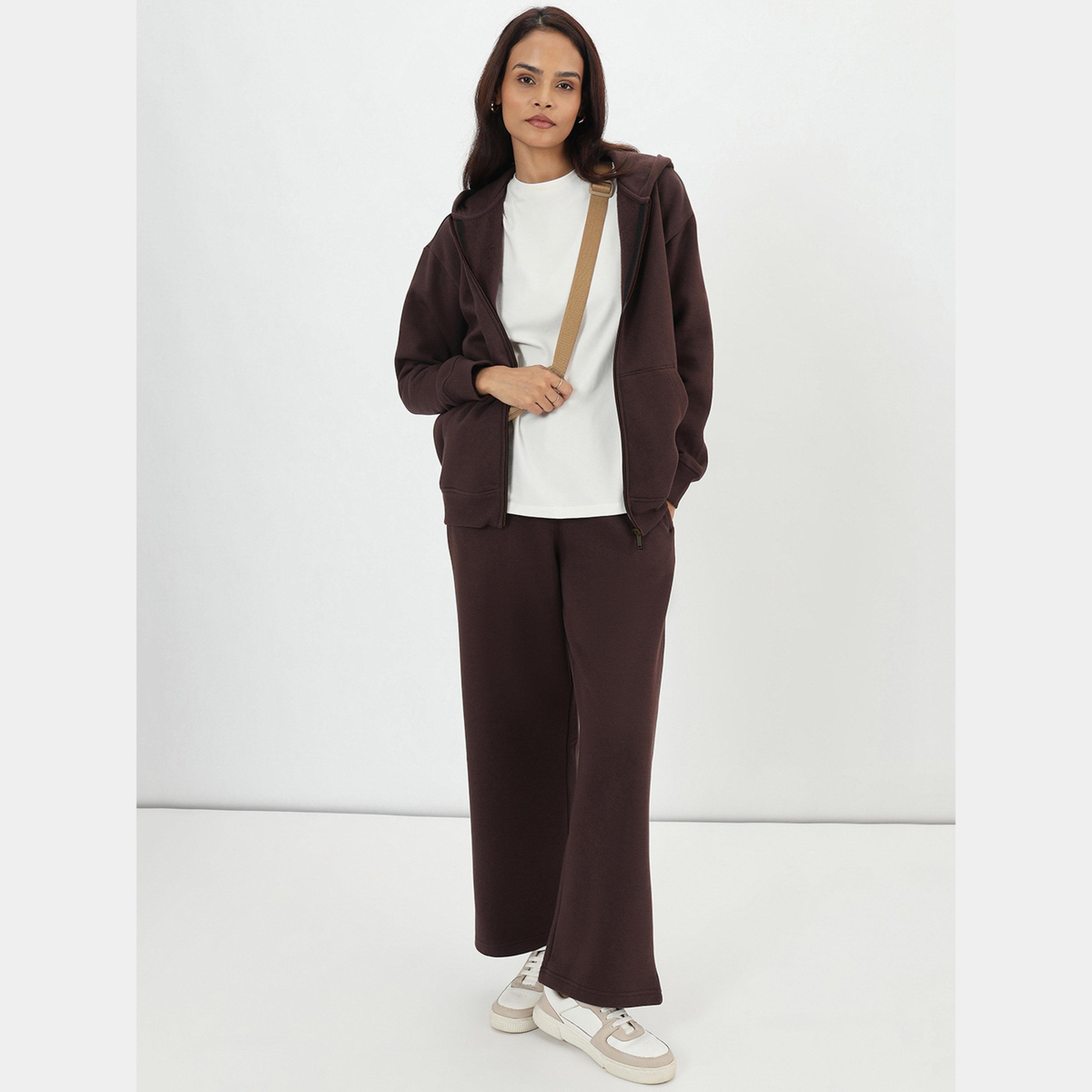 فيميلا - بنطال رياضي صوف بقصّة مستقيمة لون بني القهوة-women-clothing-bottoms-joggers-image-2