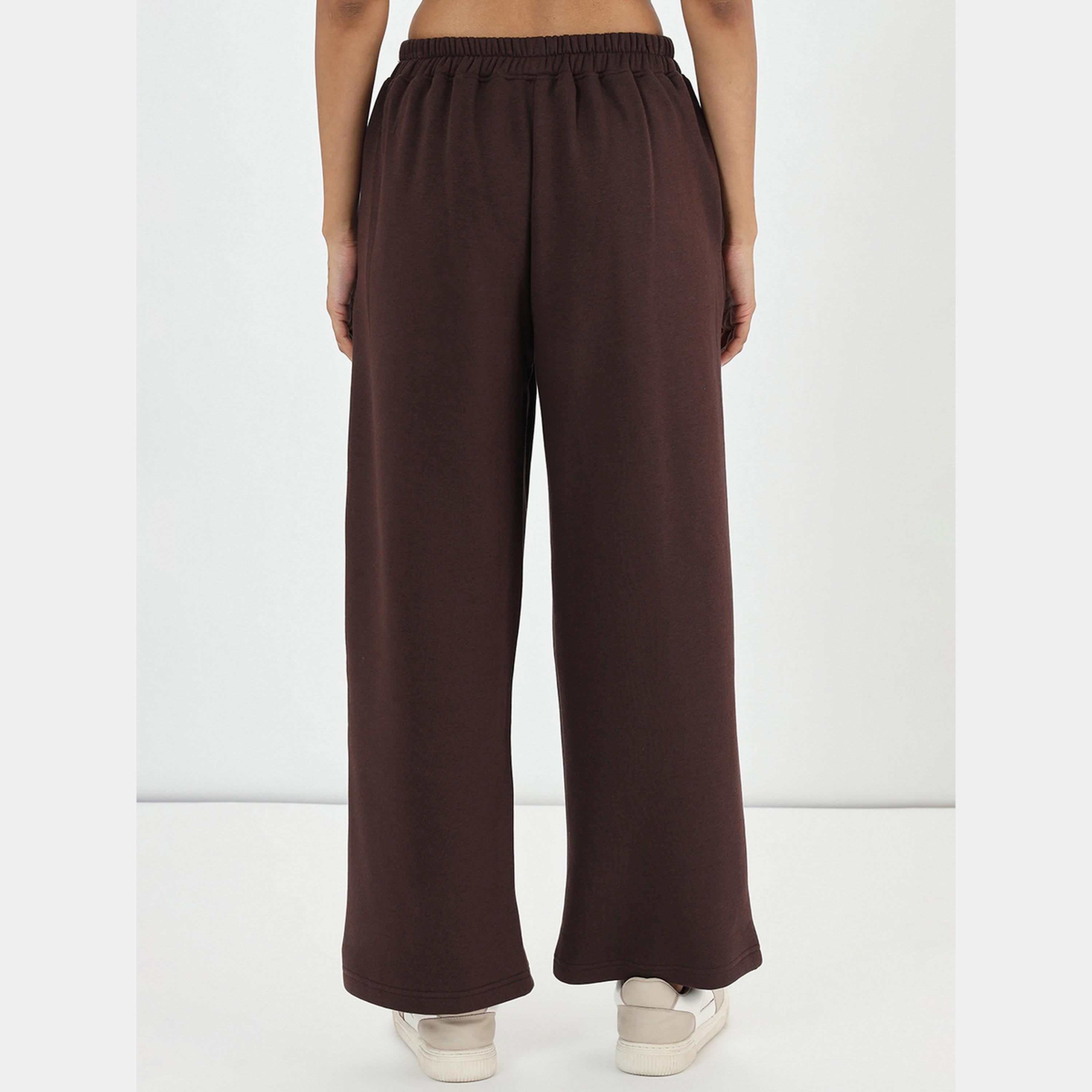 Femmella Coffee Brown Straight Fit Fleece Joggers-women-clothing-bottoms-joggers-image-3