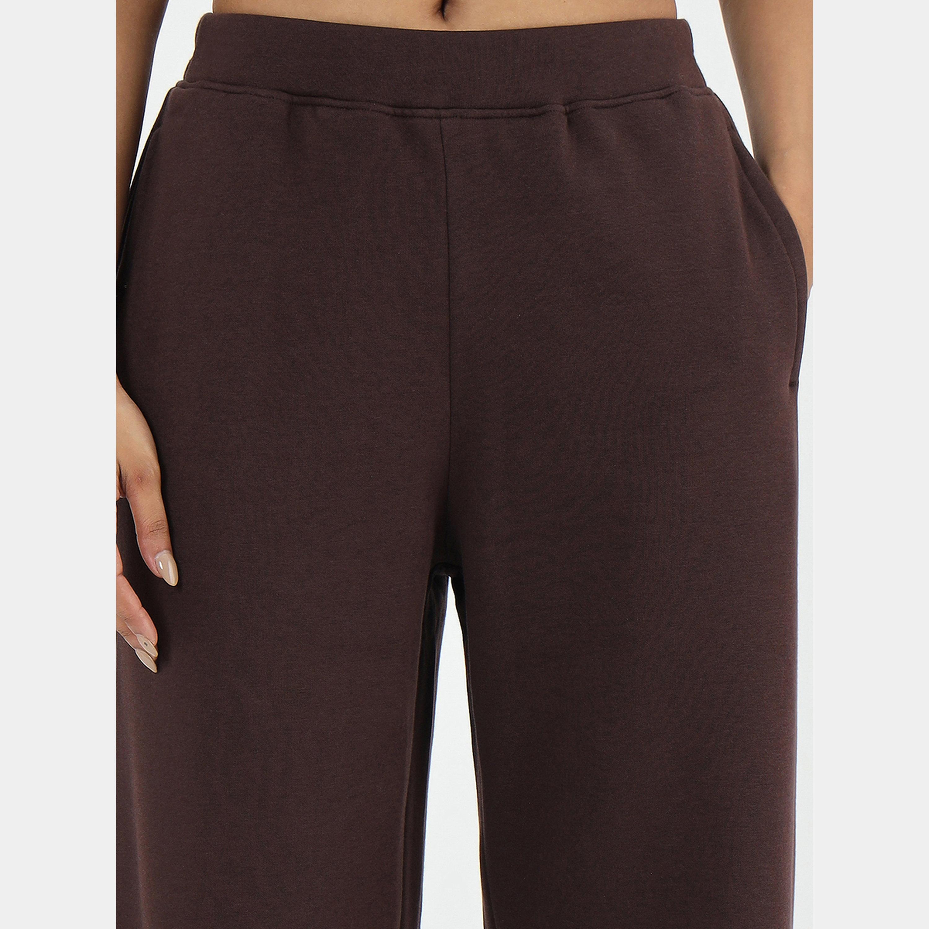 Femmella Coffee Brown Straight Fit Fleece Joggers-women-clothing-bottoms-joggers-image-4