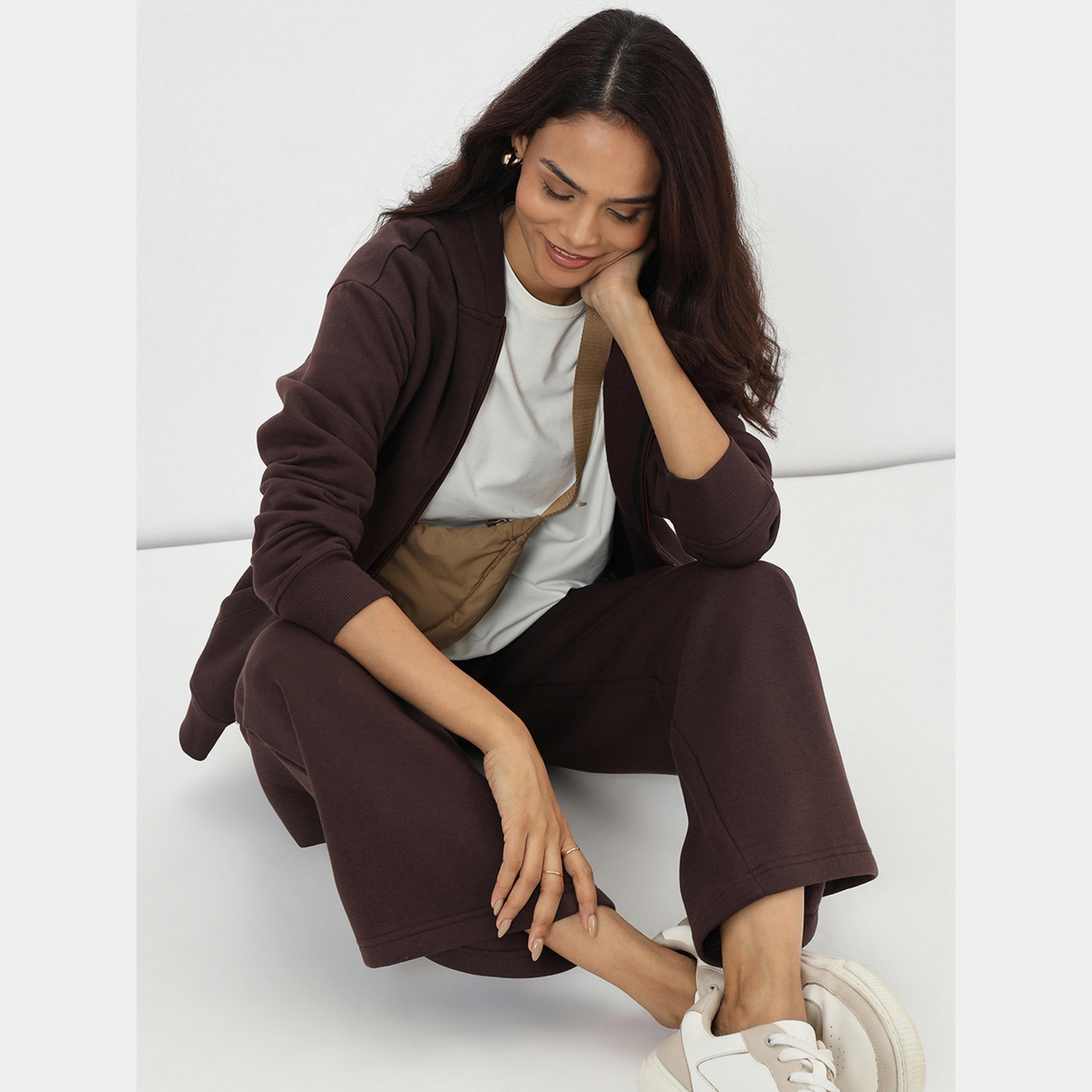 فيميلا - بنطال رياضي صوف بقصّة مستقيمة لون بني القهوة-women-clothing-bottoms-joggers-image-5