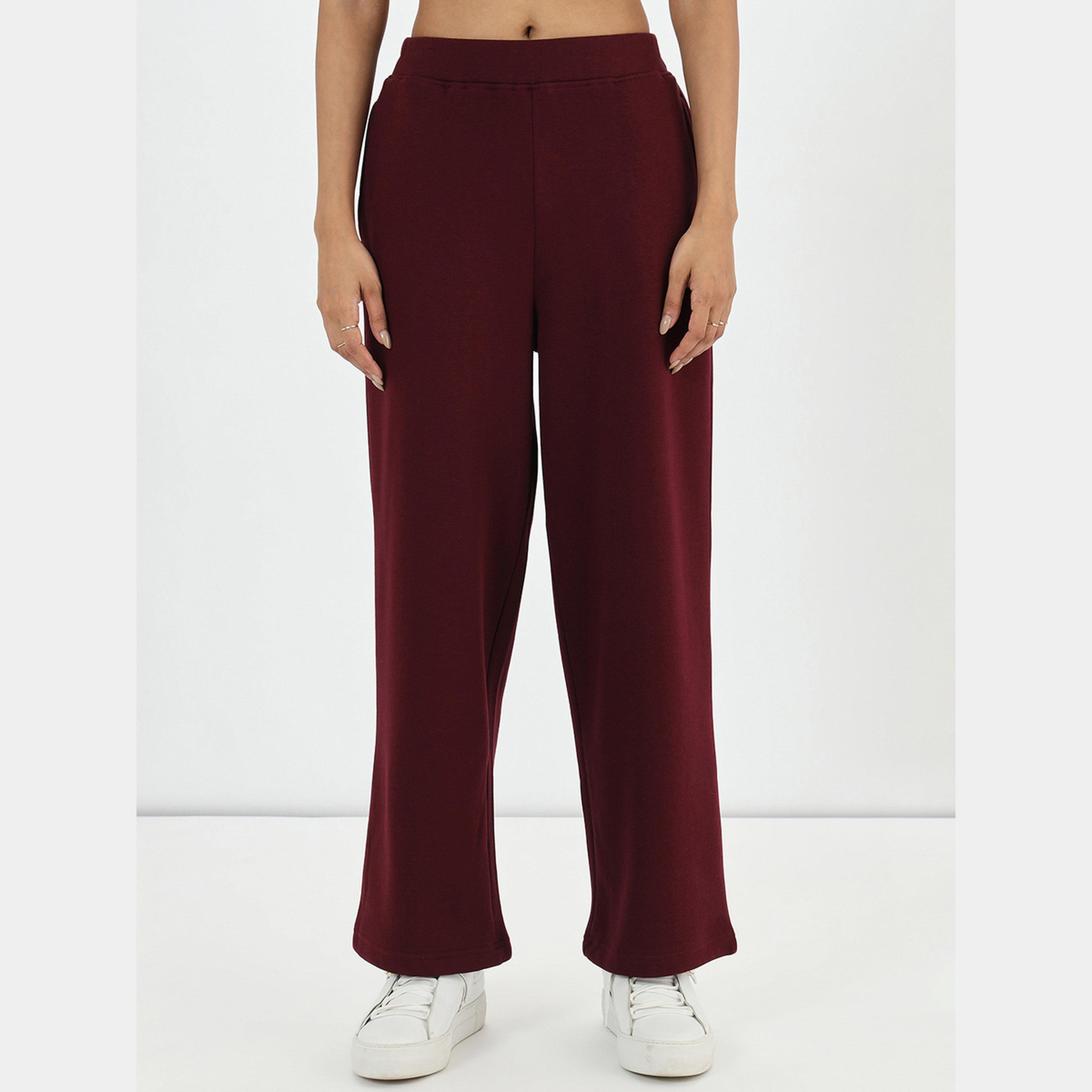 Femmella Burgundy Straight Fit Fleece Joggers-women-clothing-bottoms-joggers-image-1