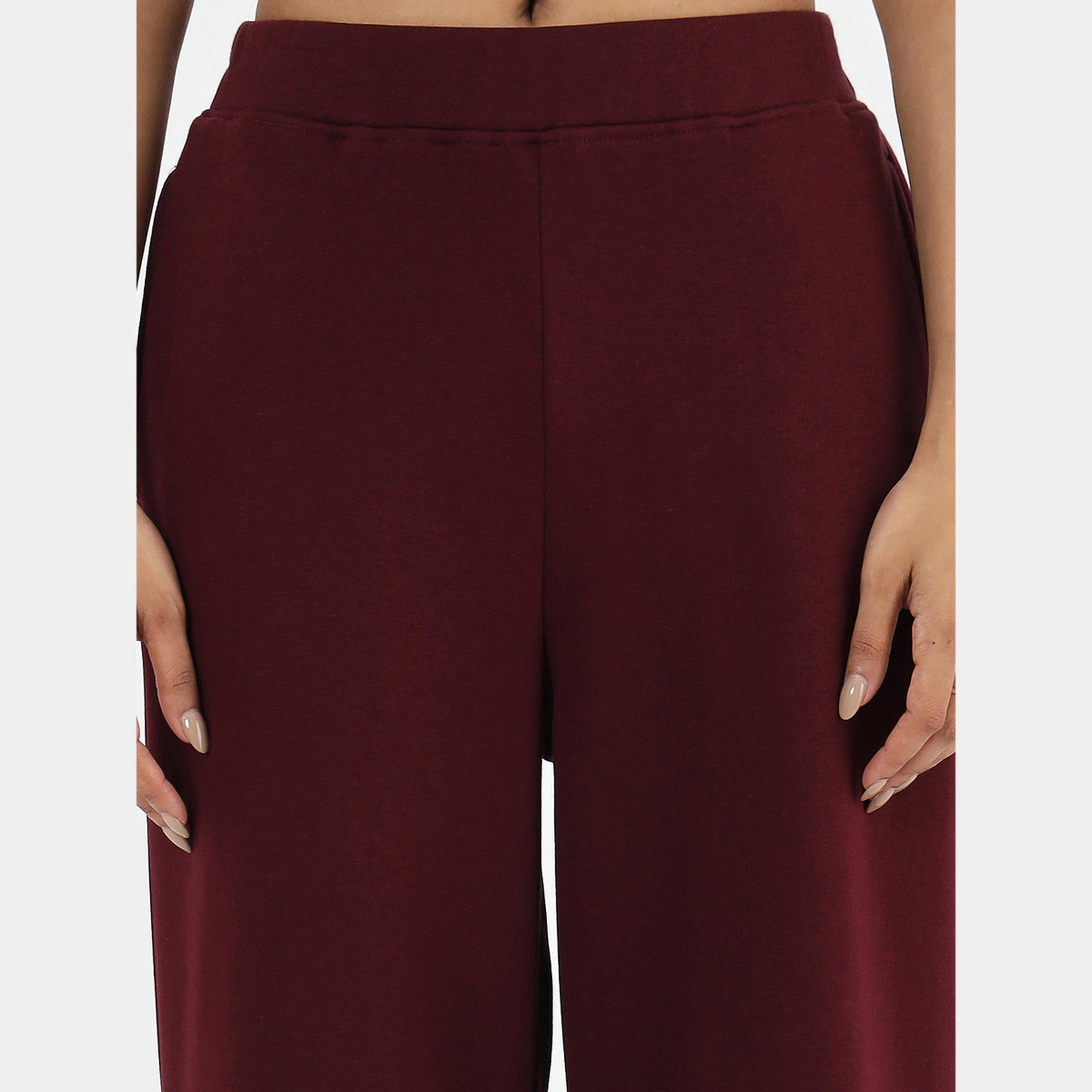 فيميلا - بنطال رياضي صوف بقصة مستقيمة لون برغندي-women-clothing-bottoms-joggers-image-4
