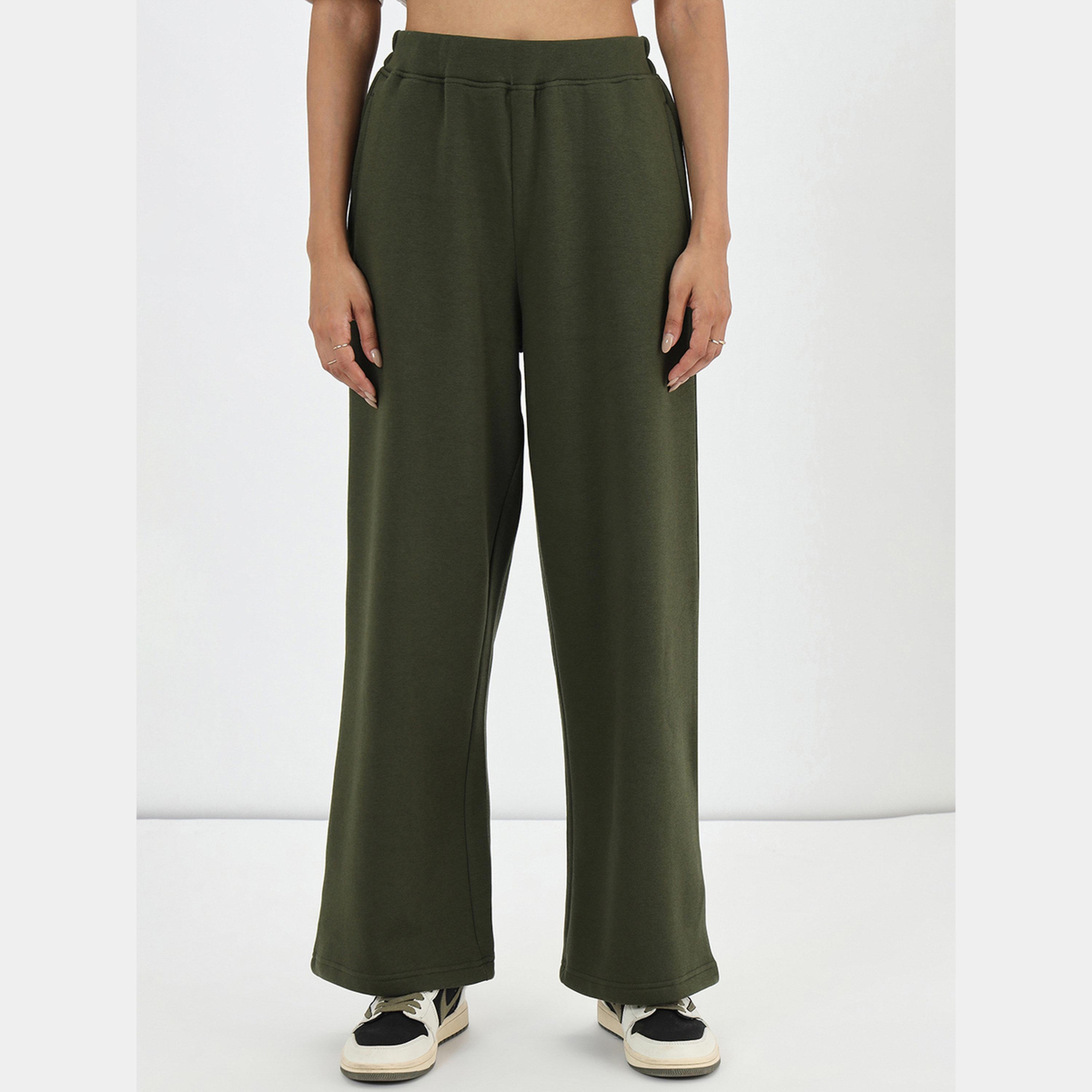 Femmella Olive Straight Fit Fleece Joggers-women-clothing-bottoms-joggers-image-1