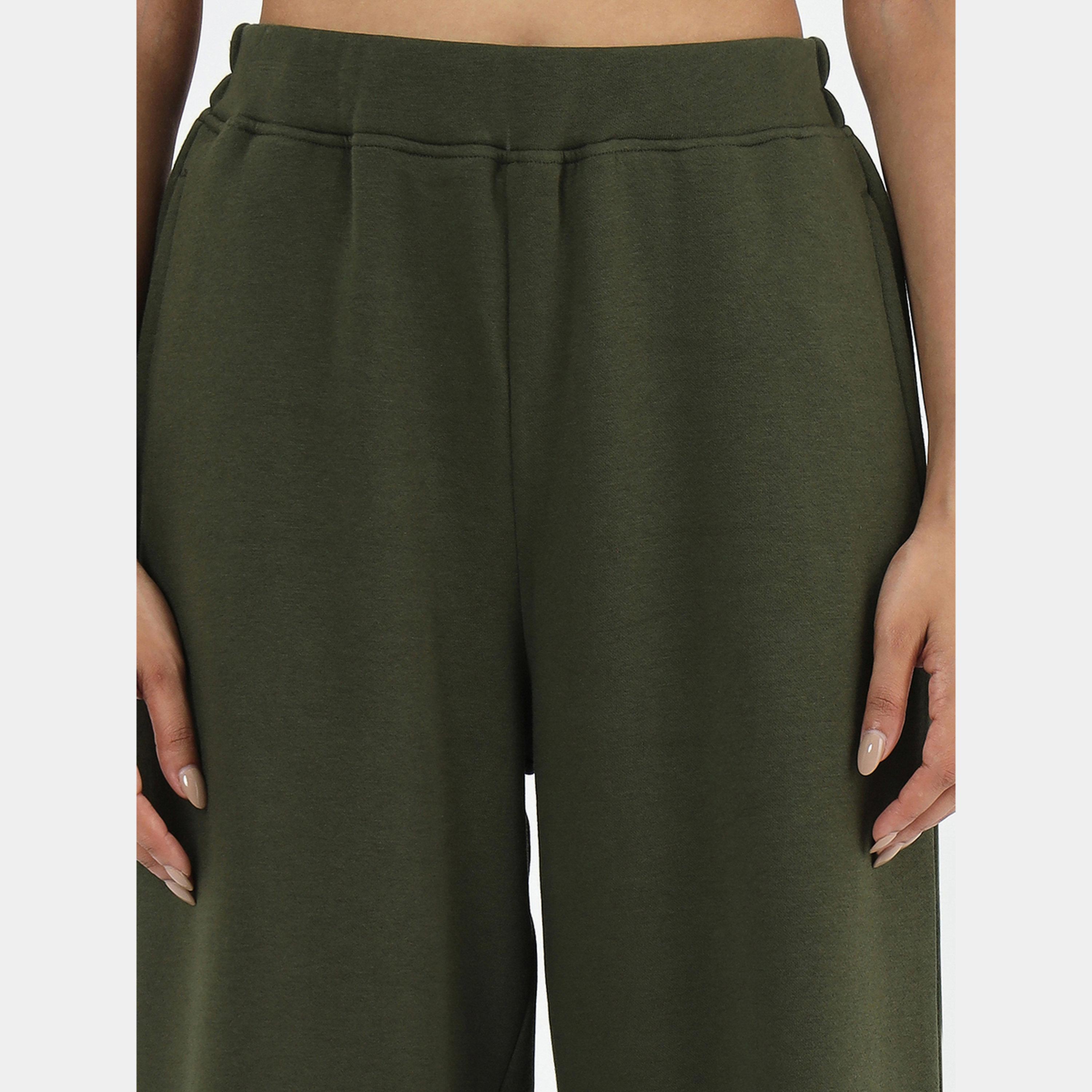 Femmella Olive Straight Fit Fleece Joggers-women-clothing-bottoms-joggers-image-4