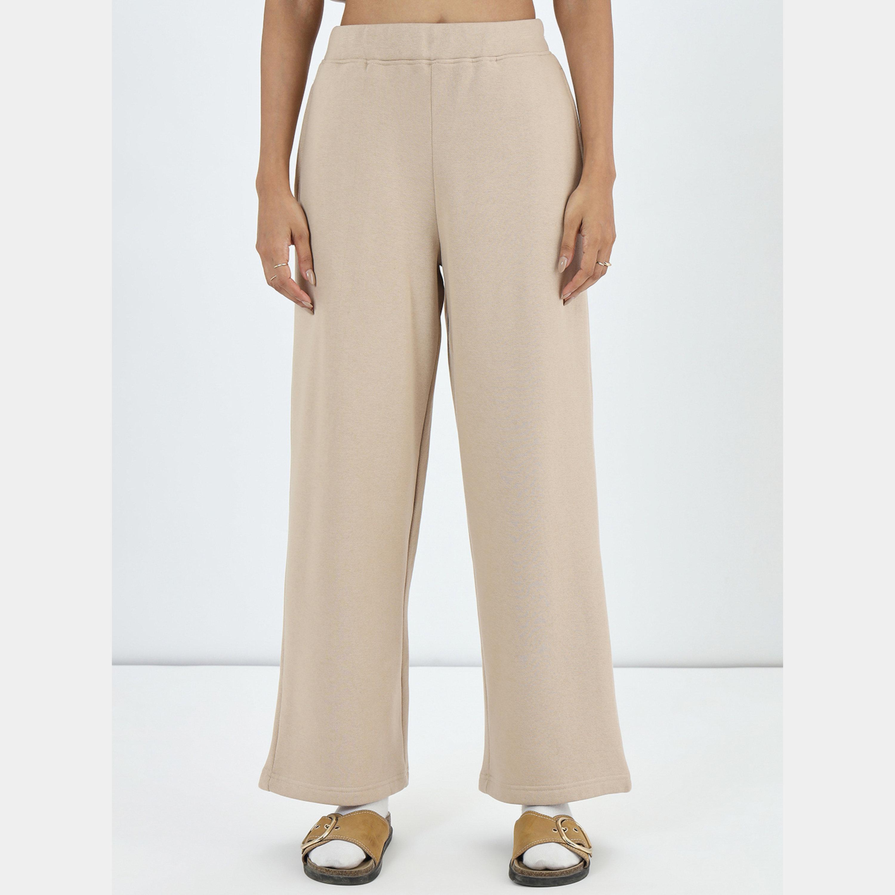فيميلا - بنطال رياضي صوف بقصة مستقيمة لون بيج-women-clothing-bottoms-trousers-image-1