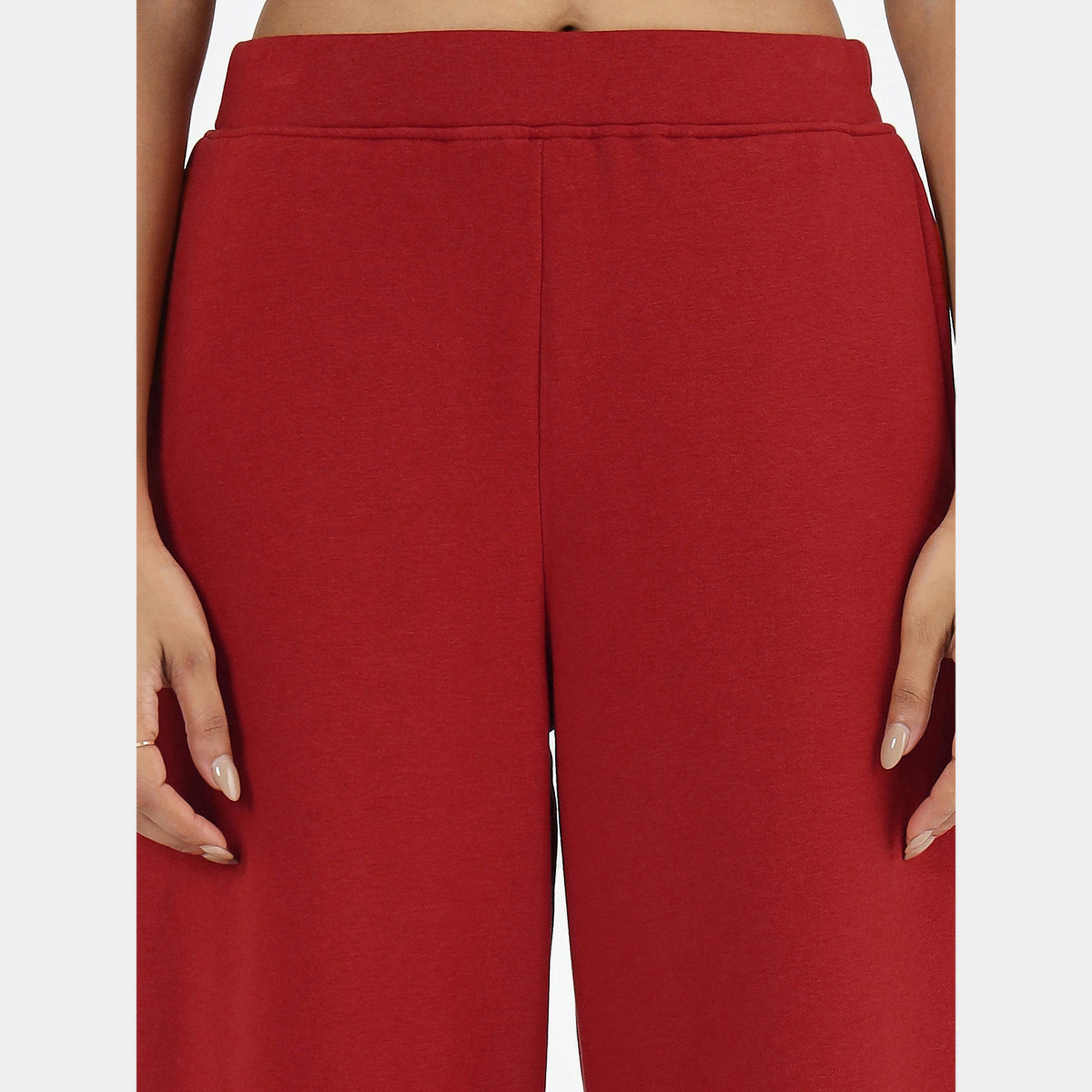 Femmella Red Straight Fit Fleece Joggers-women-clothing-bottoms-joggers-image-3