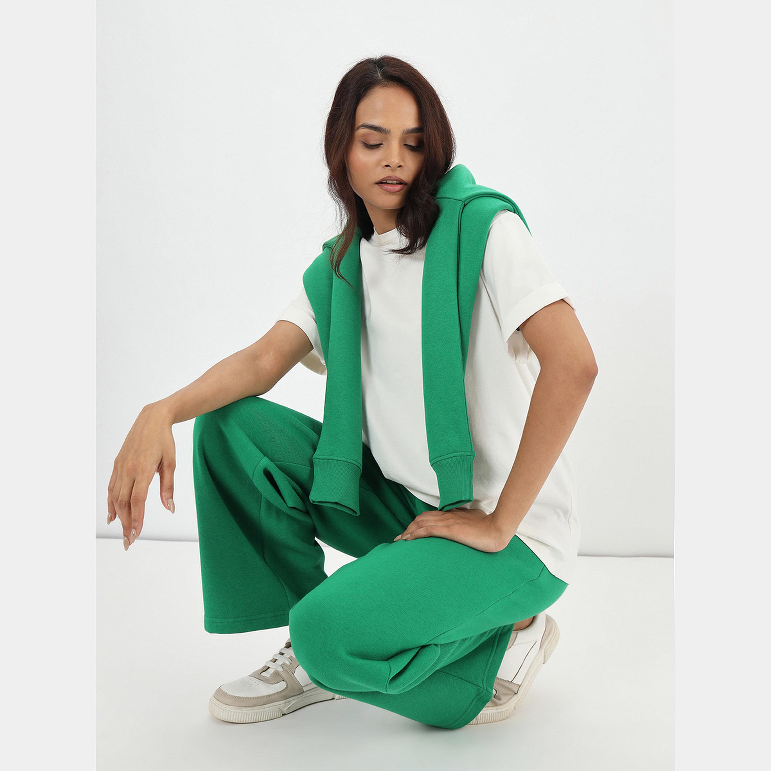 فيميلا - بنطال رياضي صوف بقصة مستقيمة لون أخضر-women-clothing-bottoms-joggers-image-4
