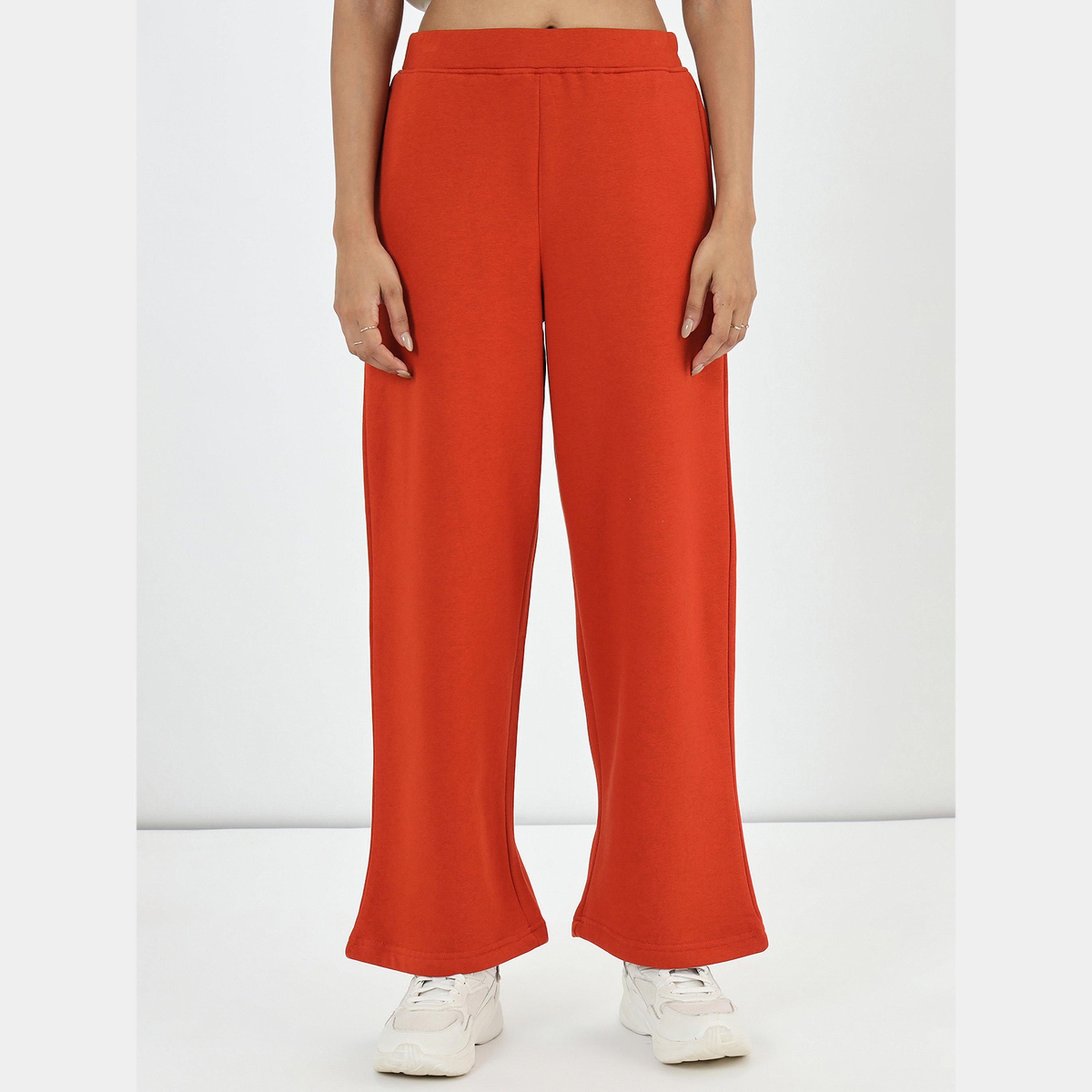 Femmella Rust Straight Fit Fleece Joggers-women-clothing-bottoms-joggers-image-1