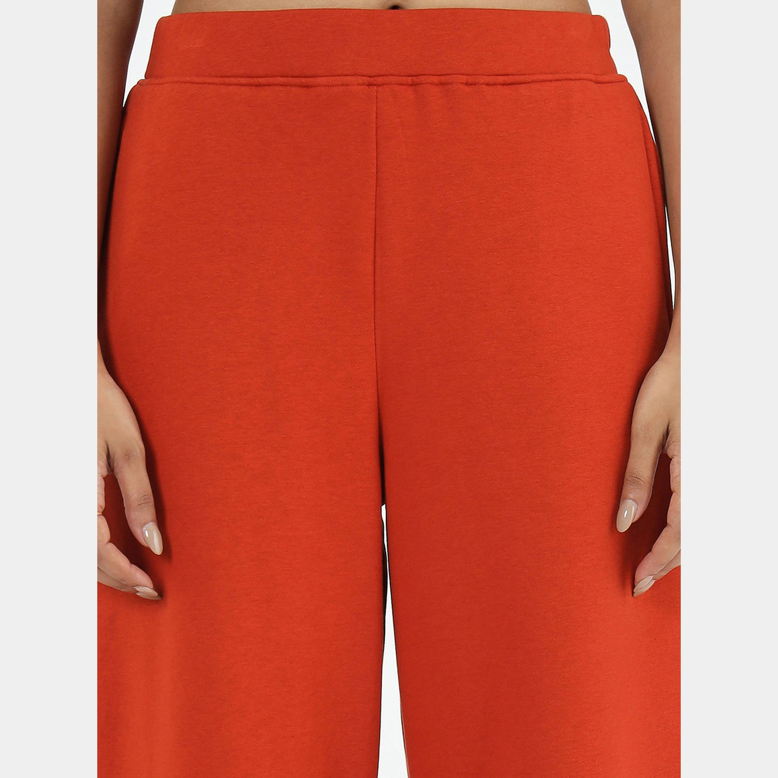 Femmella Rust Straight Fit Fleece Joggers-women-clothing-bottoms-joggers-image-4