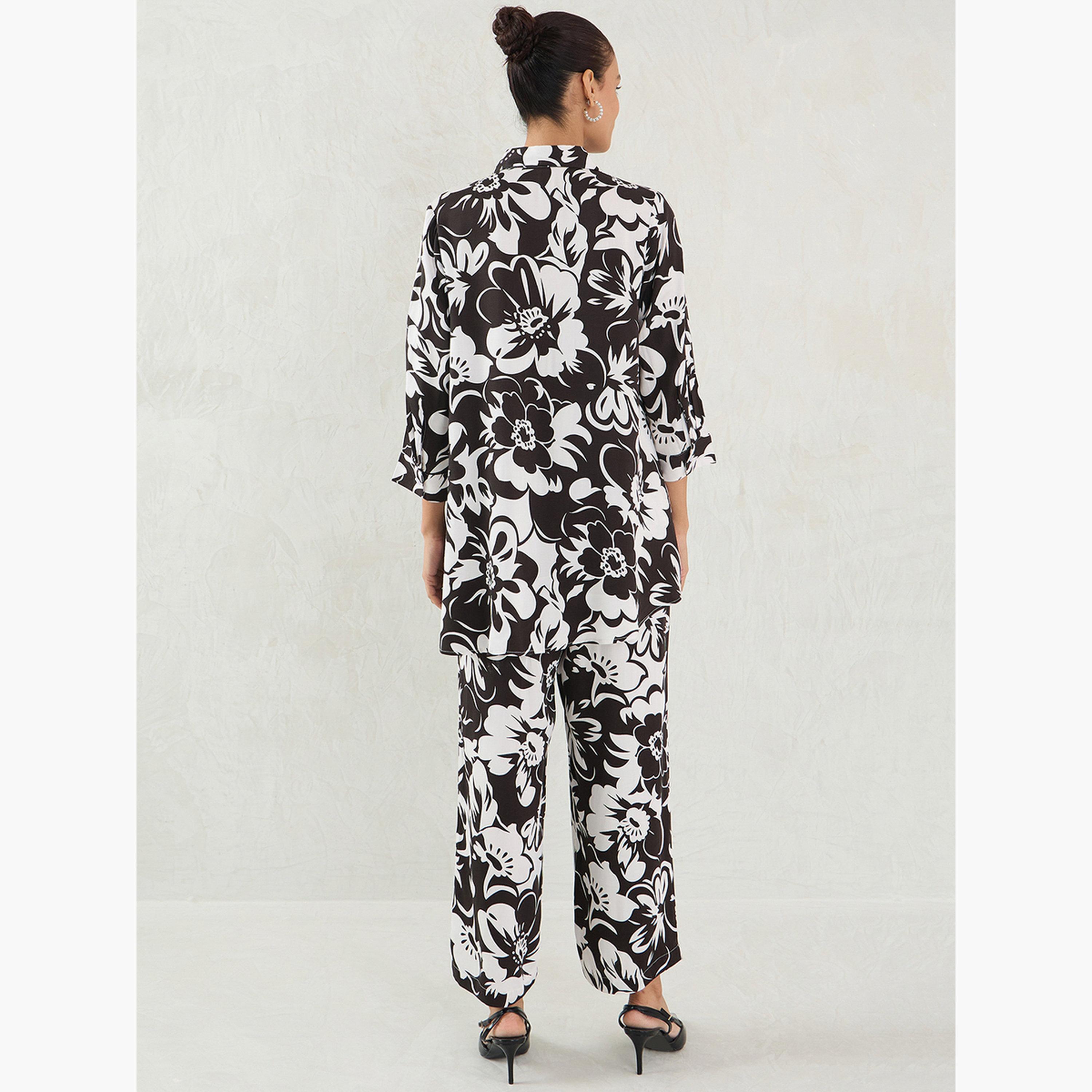 Femmella Women Floral Print Shirt and Pants Co-ords-women-clothing-coordsets-image-3