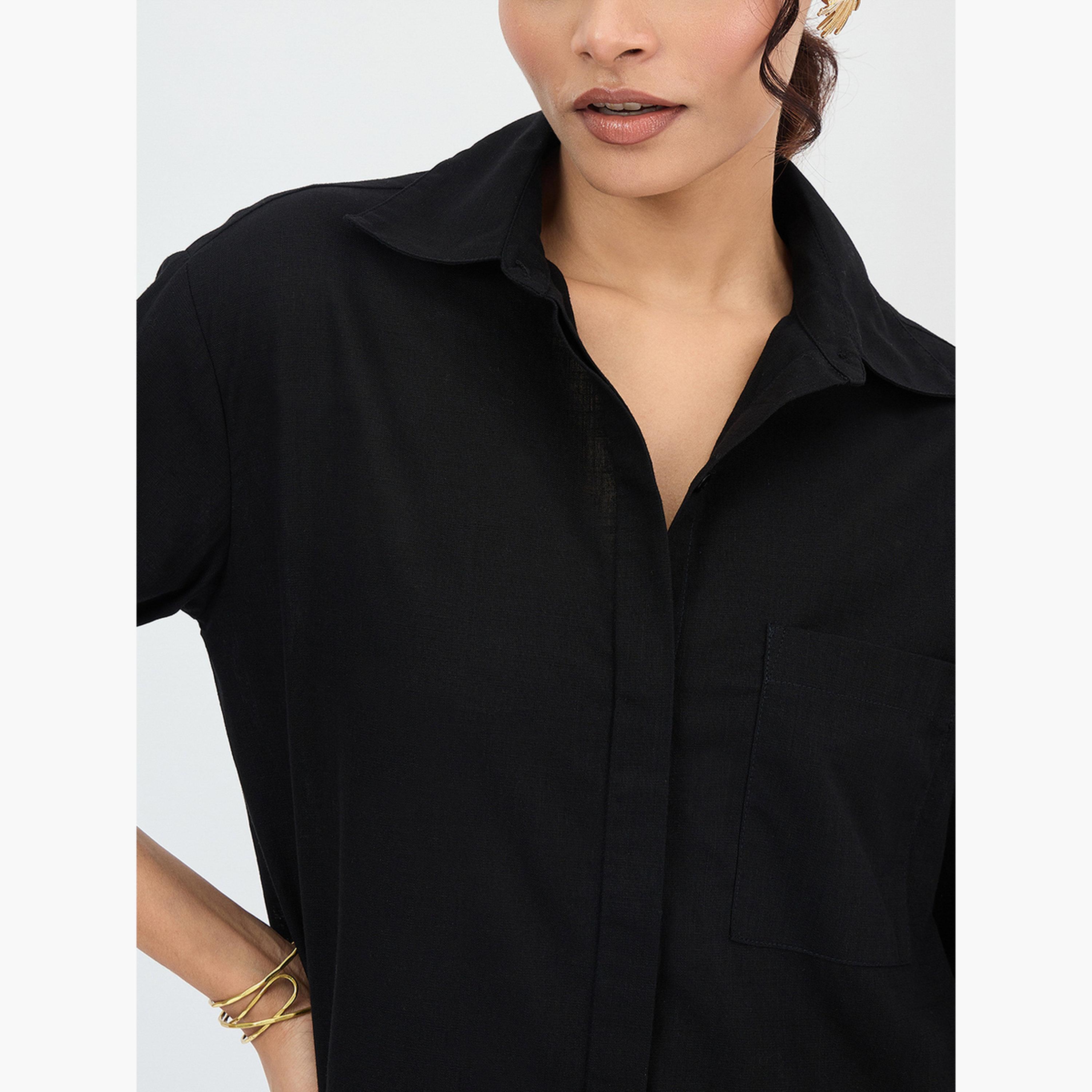 فيميلا - قميص وبنطال قطني أسود للنساء-women-clothing-coordsets-image-6