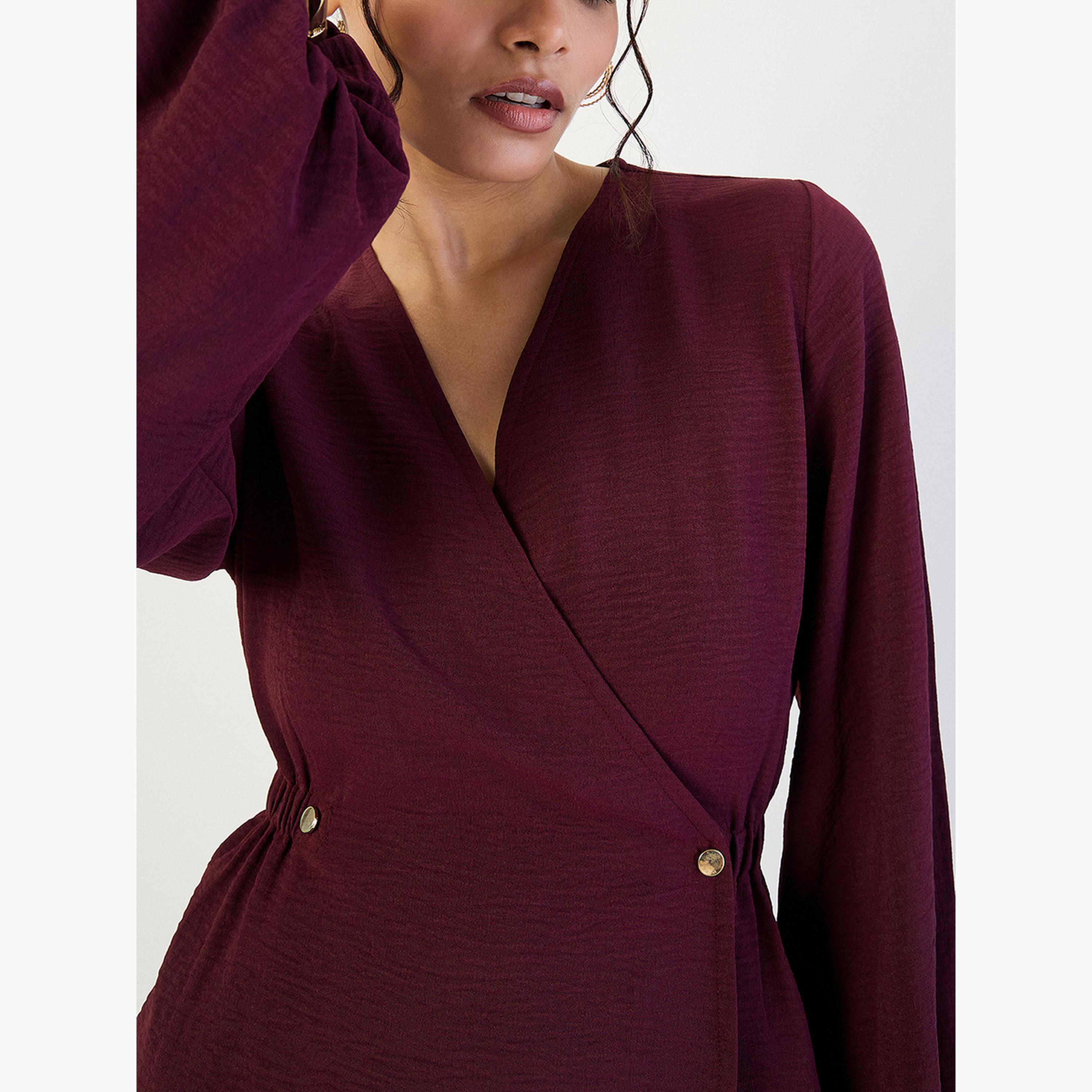 فيميلا - طقم نسائي مكوّن من توب مع رباط أمامي وبنطال واسع الساق-women-clothing-coordsets-image-6