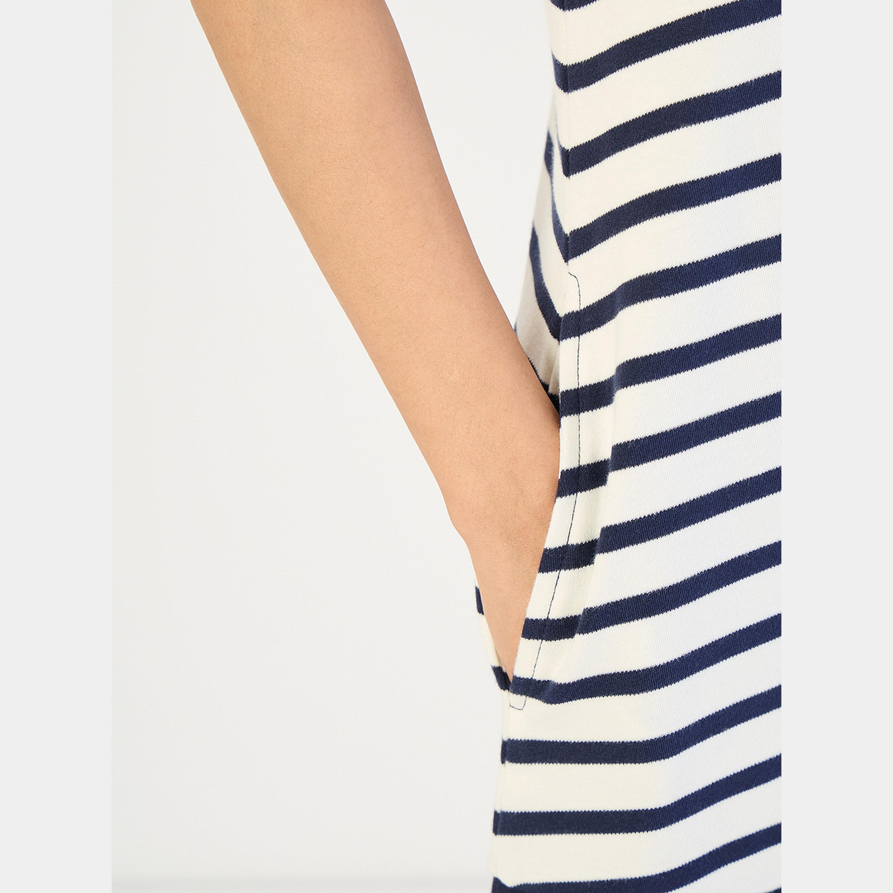 فيميلا - فستان نسائي محبوك بأكمام قصيرة ورقبة دائرية وطول الركبة حرف A لون أزرق كحلي-women-clothing-dresses-image-5