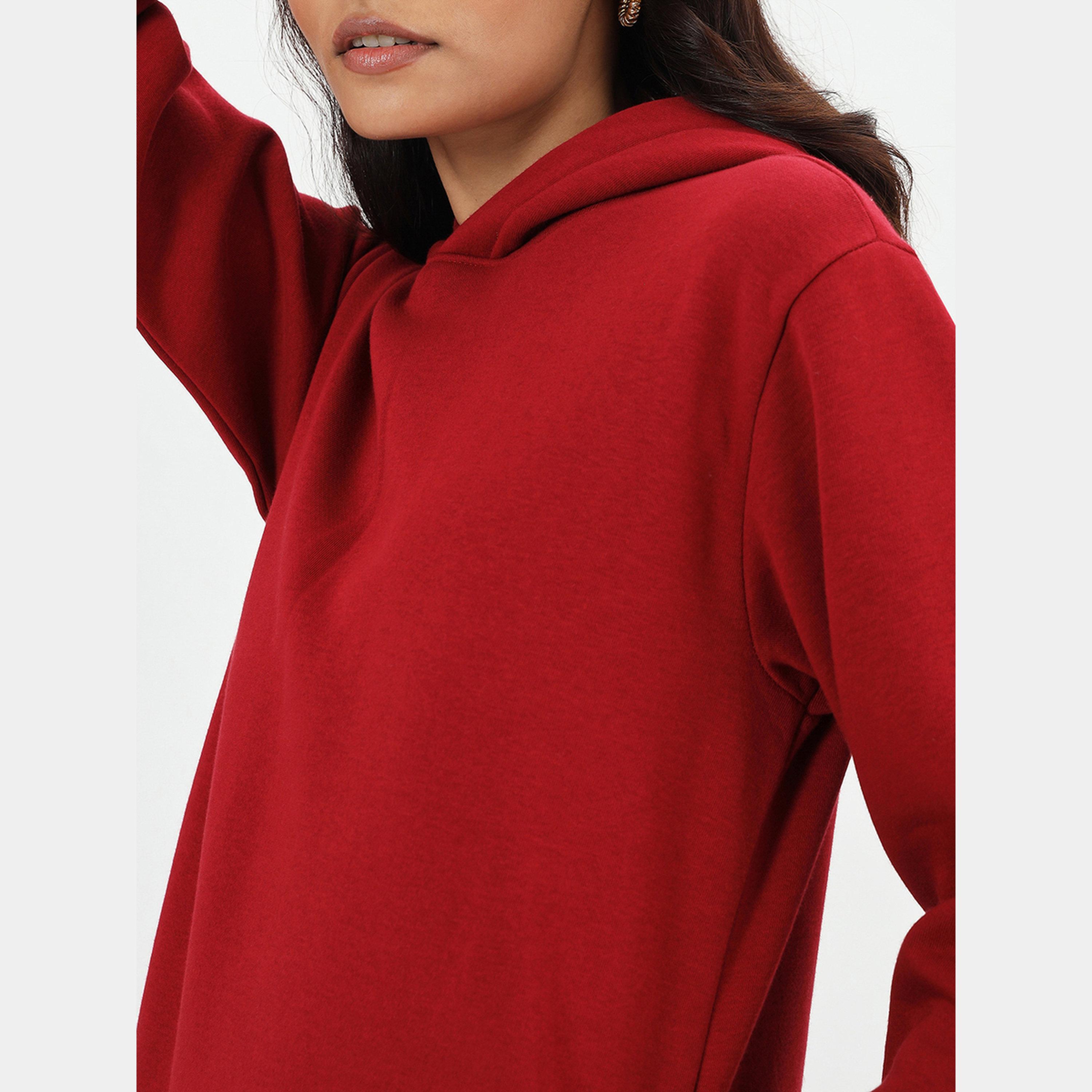فيميلا - فستان نسائي قصير صوف بأكمام طويلة ورقبة بغطاء للرأس باللون الأحمر-women-clothing-dresses-image-4