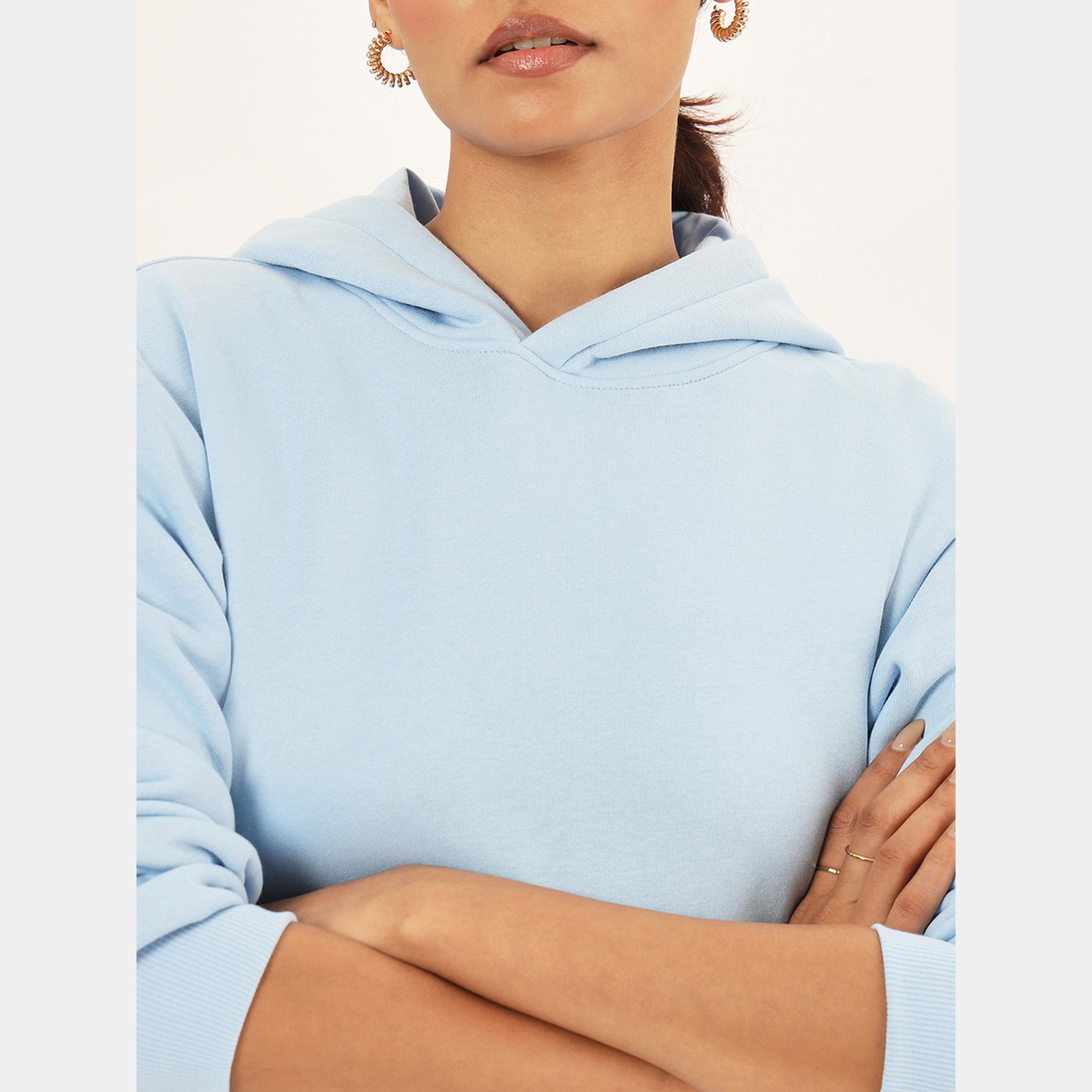 فيميلا - فستان نسائي قصير صوف بأكمام طويلة وياقة بغطاء للرأس لون أزرق-women-clothing-dresses-image-4