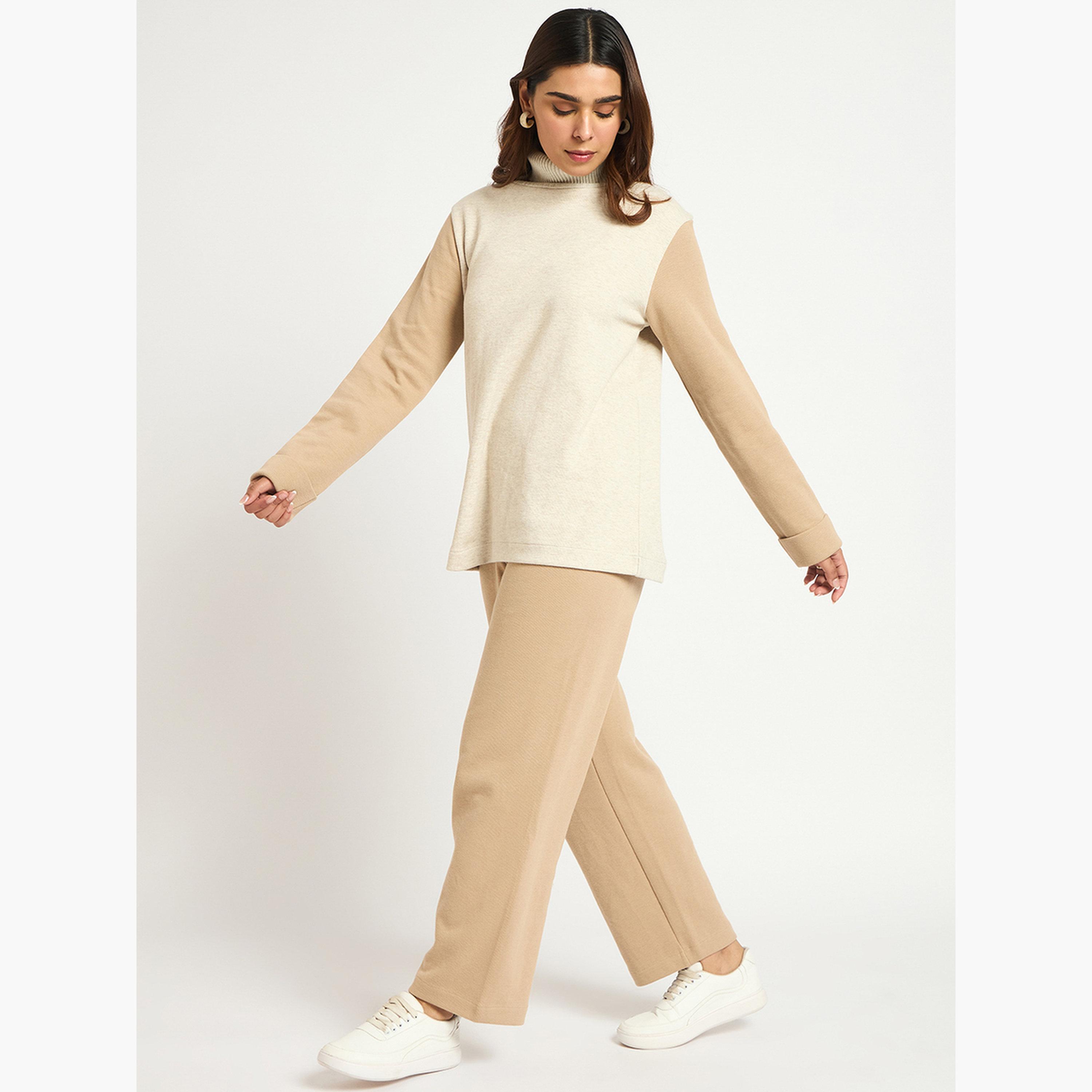 فيميلا - مجموعة من السترات والبنطالات المحبوكة بألوان متعددة للنساء-women-clothing-coordsets-image-2
