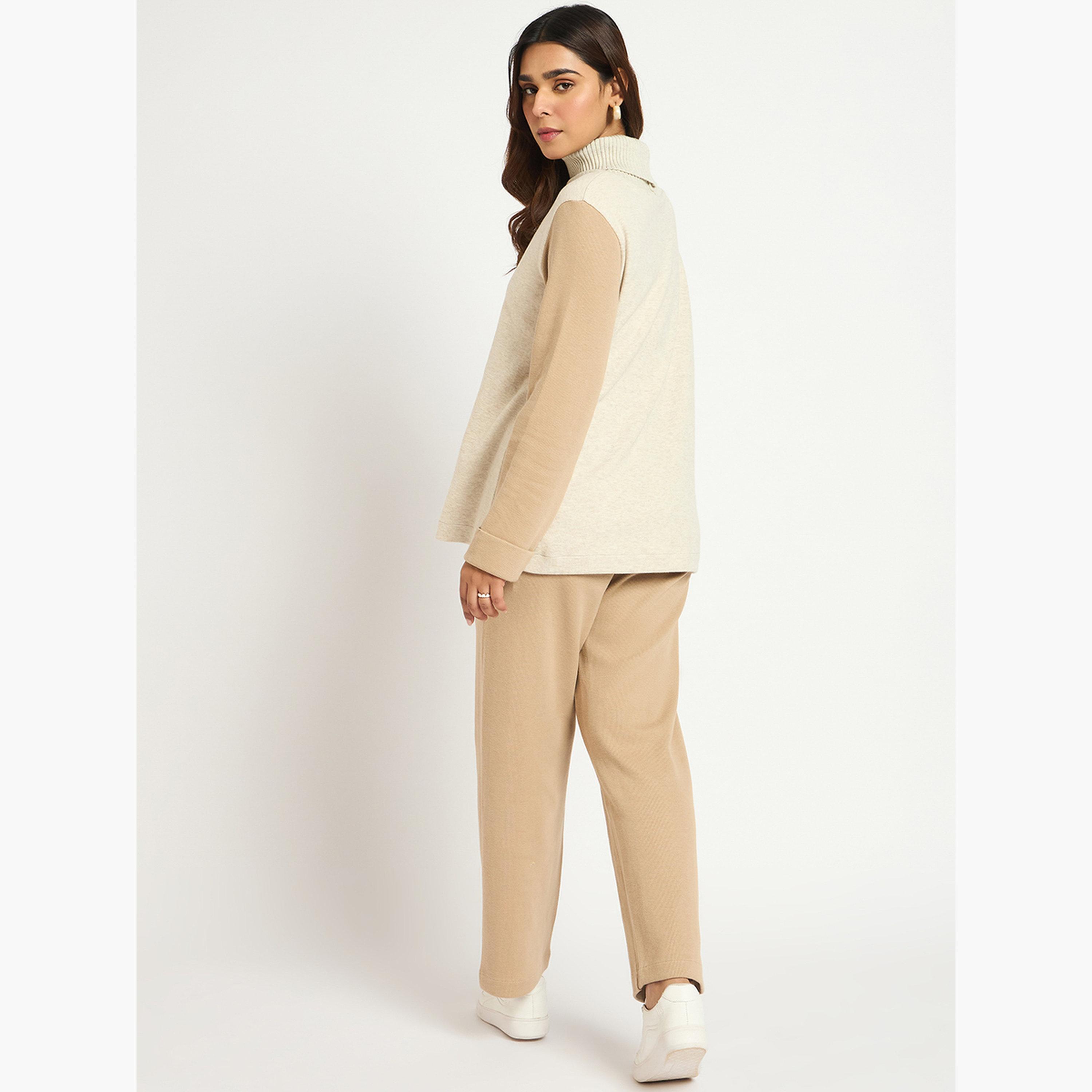 فيميلا - مجموعة من السترات والبنطالات المحبوكة بألوان متعددة للنساء-women-clothing-coordsets-image-4