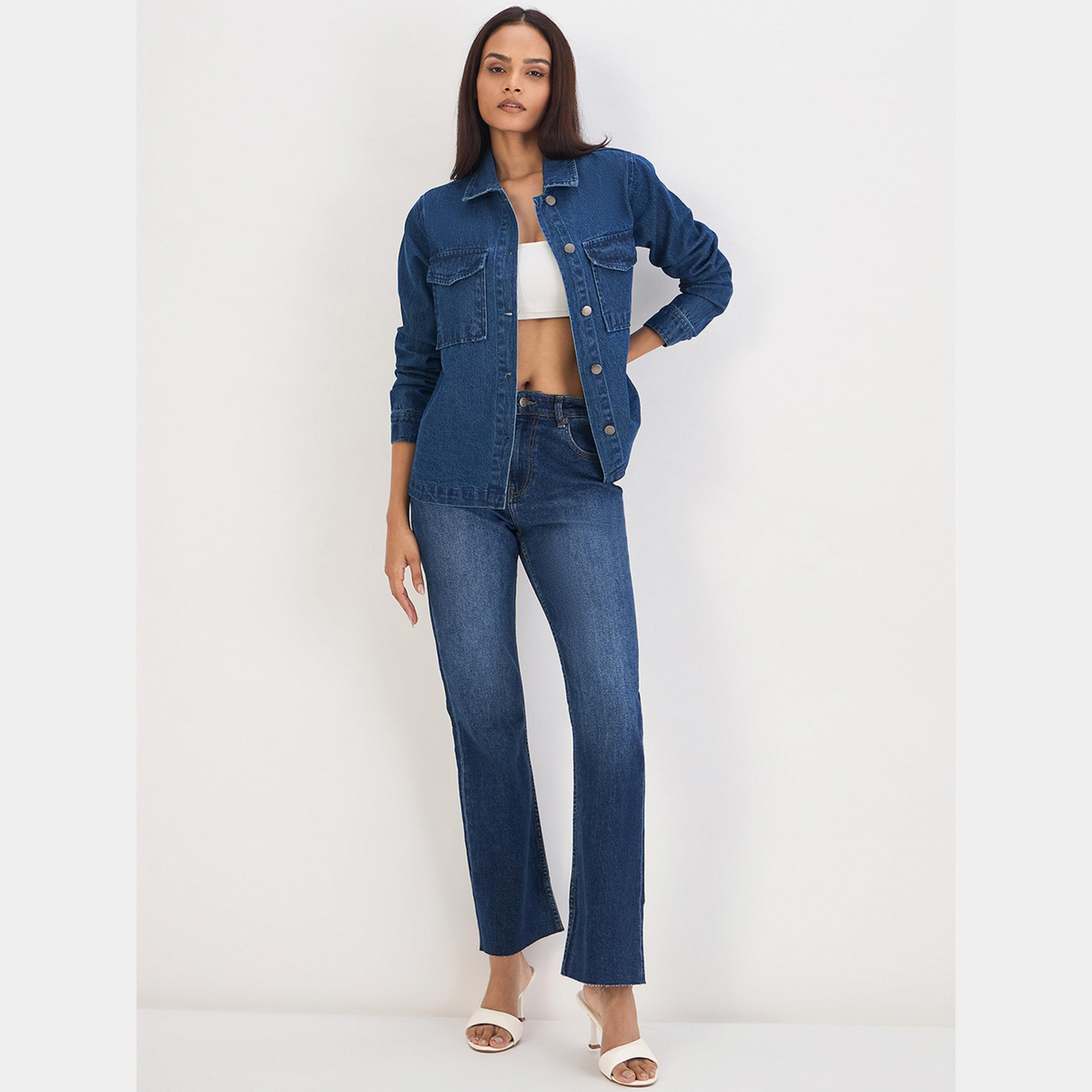 Femmella Women Blue Denim Chest Pockets Shacket-women-winterwear-coatsandjackets-jackets-image-2