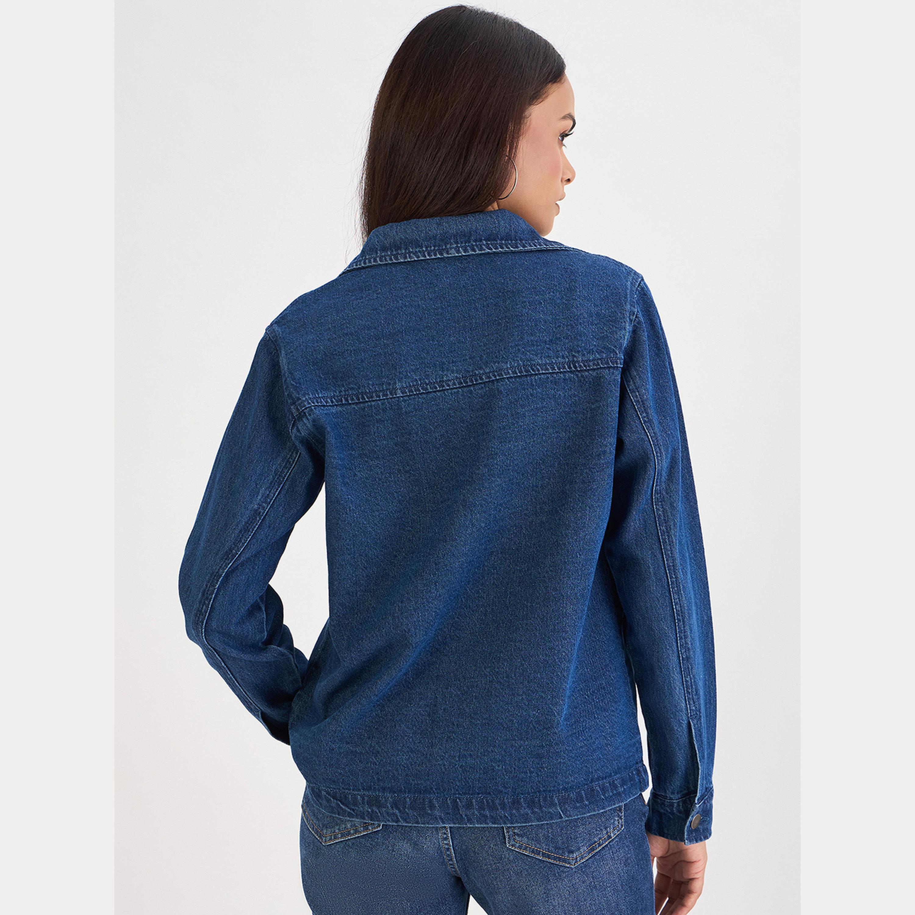 Femmella Women Blue Denim Chest Pockets Shacket-women-winterwear-coatsandjackets-jackets-image-3