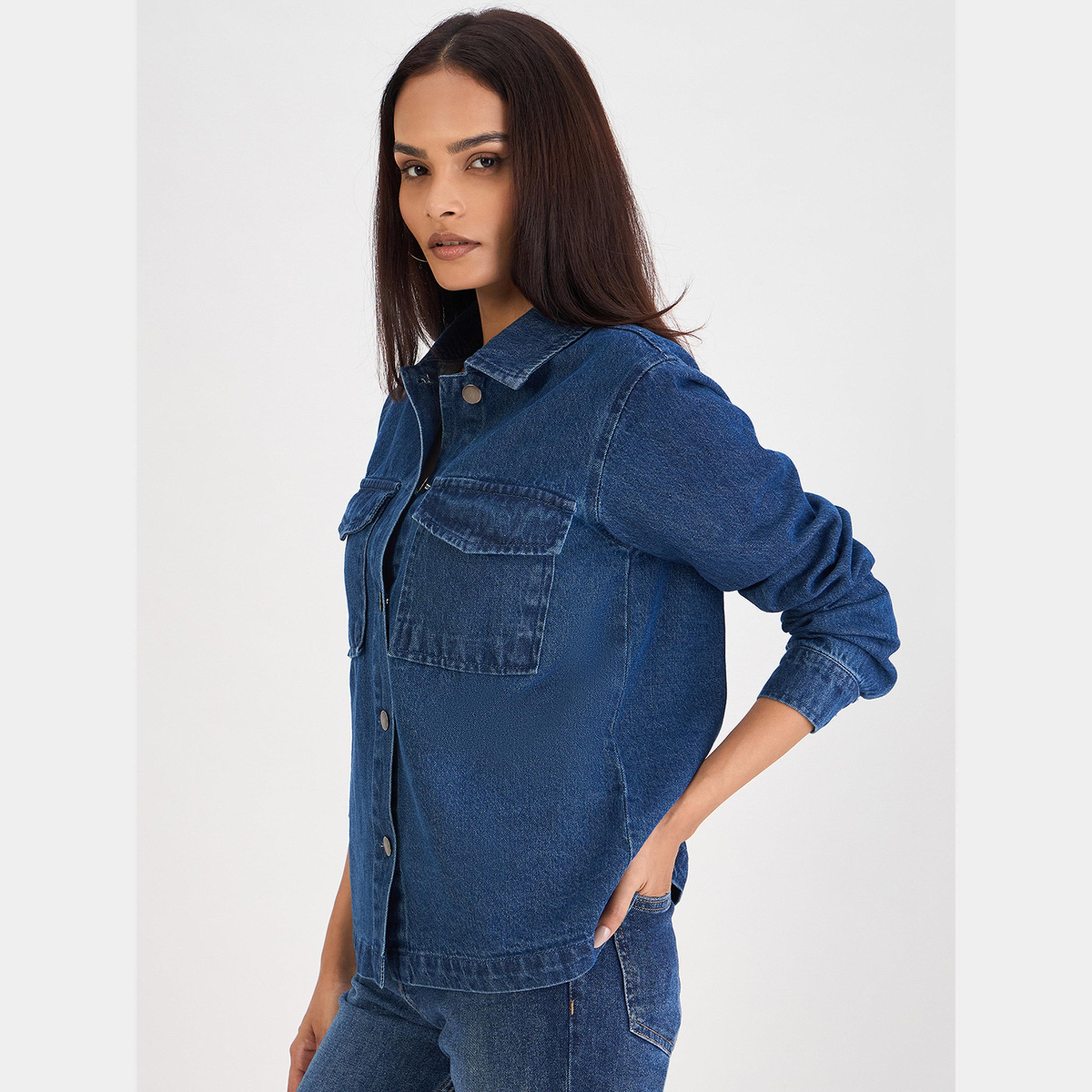 Femmella Women Blue Denim Chest Pockets Shacket-women-winterwear-coatsandjackets-jackets-image-6