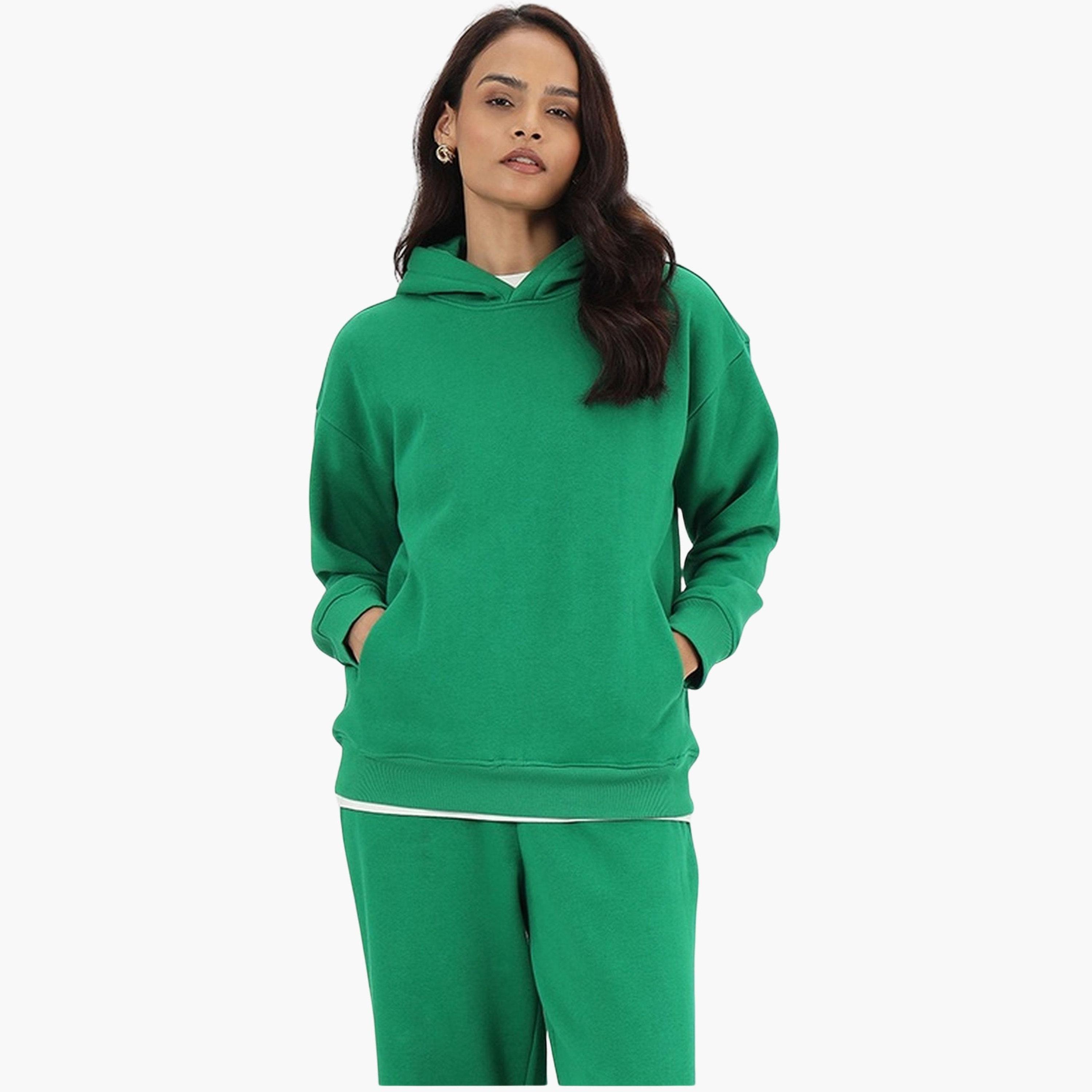 فيميلا - هودي نسائي صوف بأكمام طويلة ورقبة سادة وغطاء للرأس-women-clothing-hoodiesandsweatshirts-hoodies-image-1