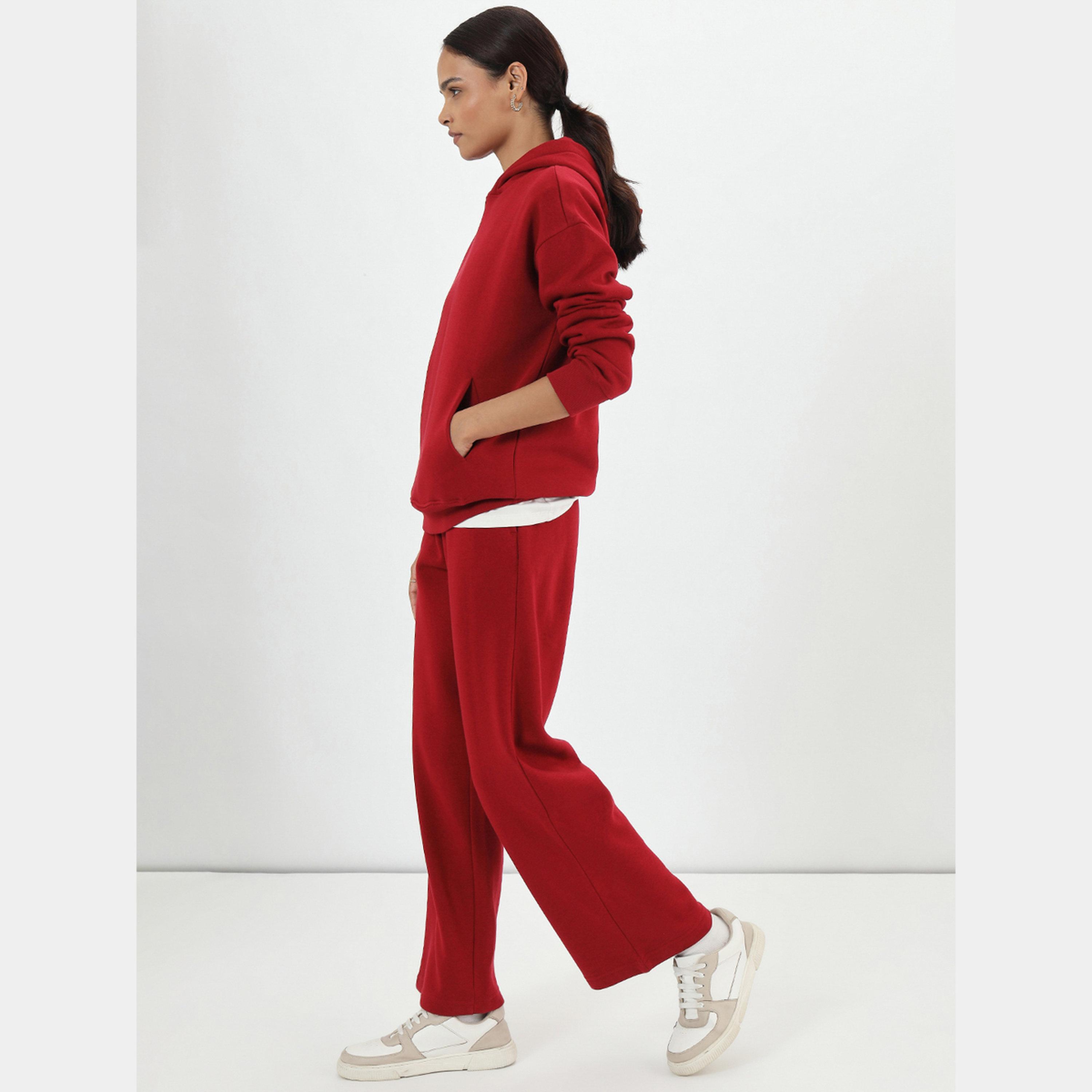 Femmella Red Fleece Relaxed Fit Hoodie-women-clothing-hoodiesandsweatshirts-hoodies-image-2