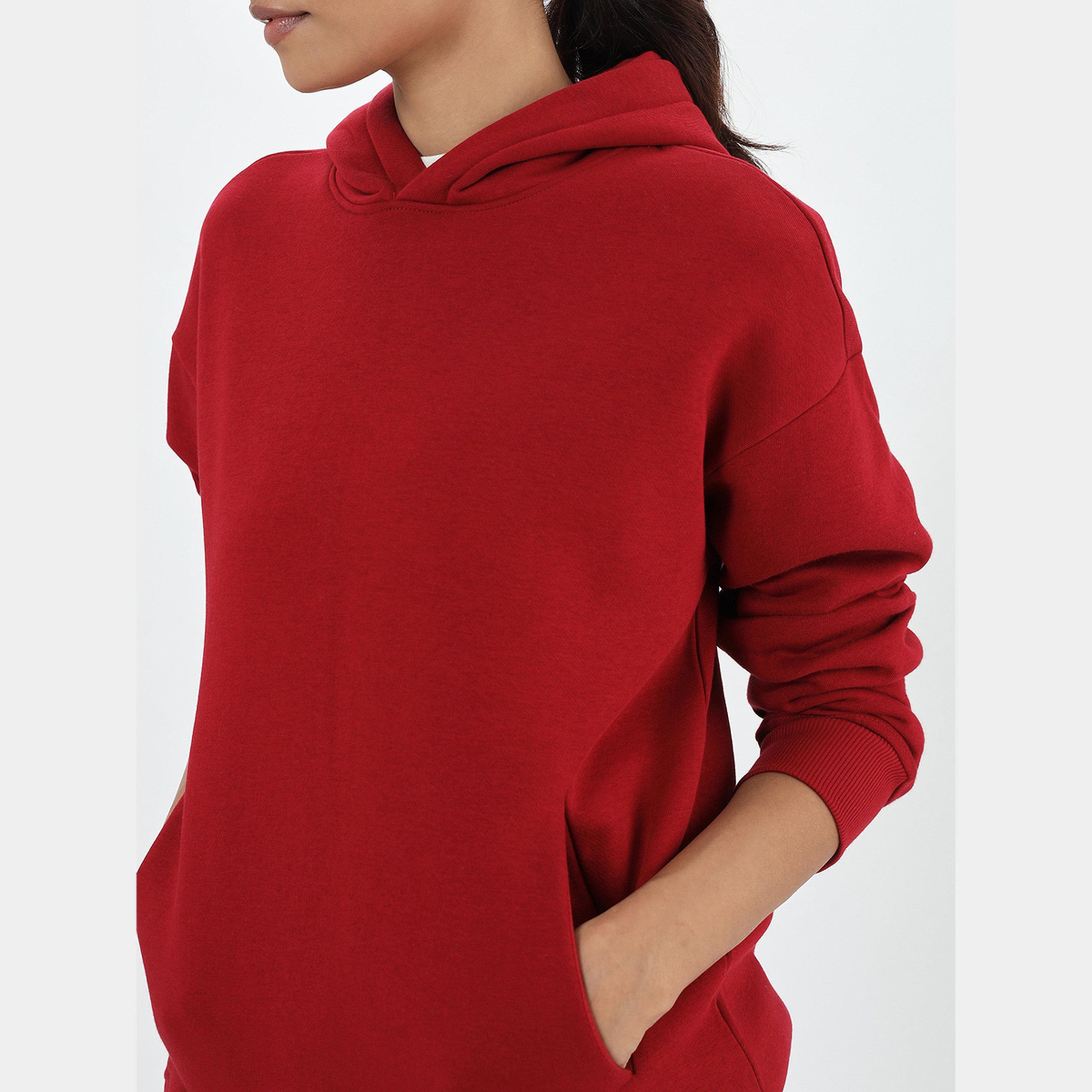 Femmella Red Fleece Relaxed Fit Hoodie-women-clothing-hoodiesandsweatshirts-hoodies-image-5