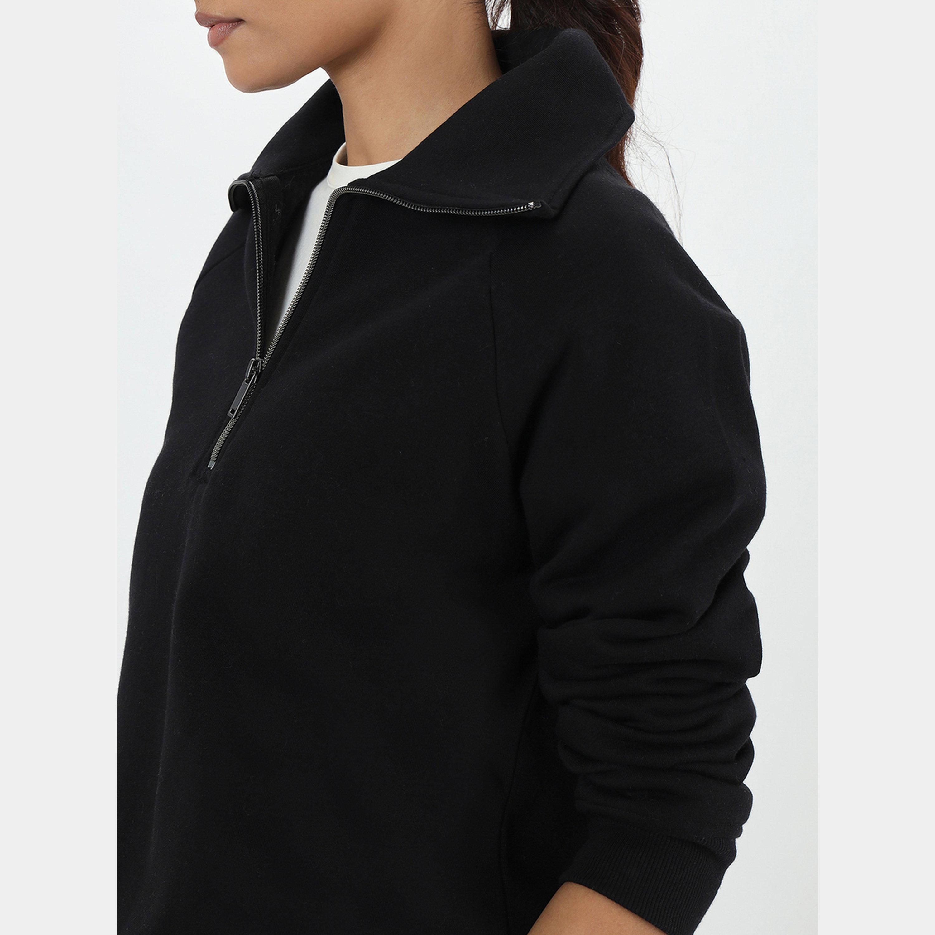 Femmella Black Fleece Half-Zip Sweatshirt-women-clothing-hoodiesandsweatshirts-sweatshirts-image-4