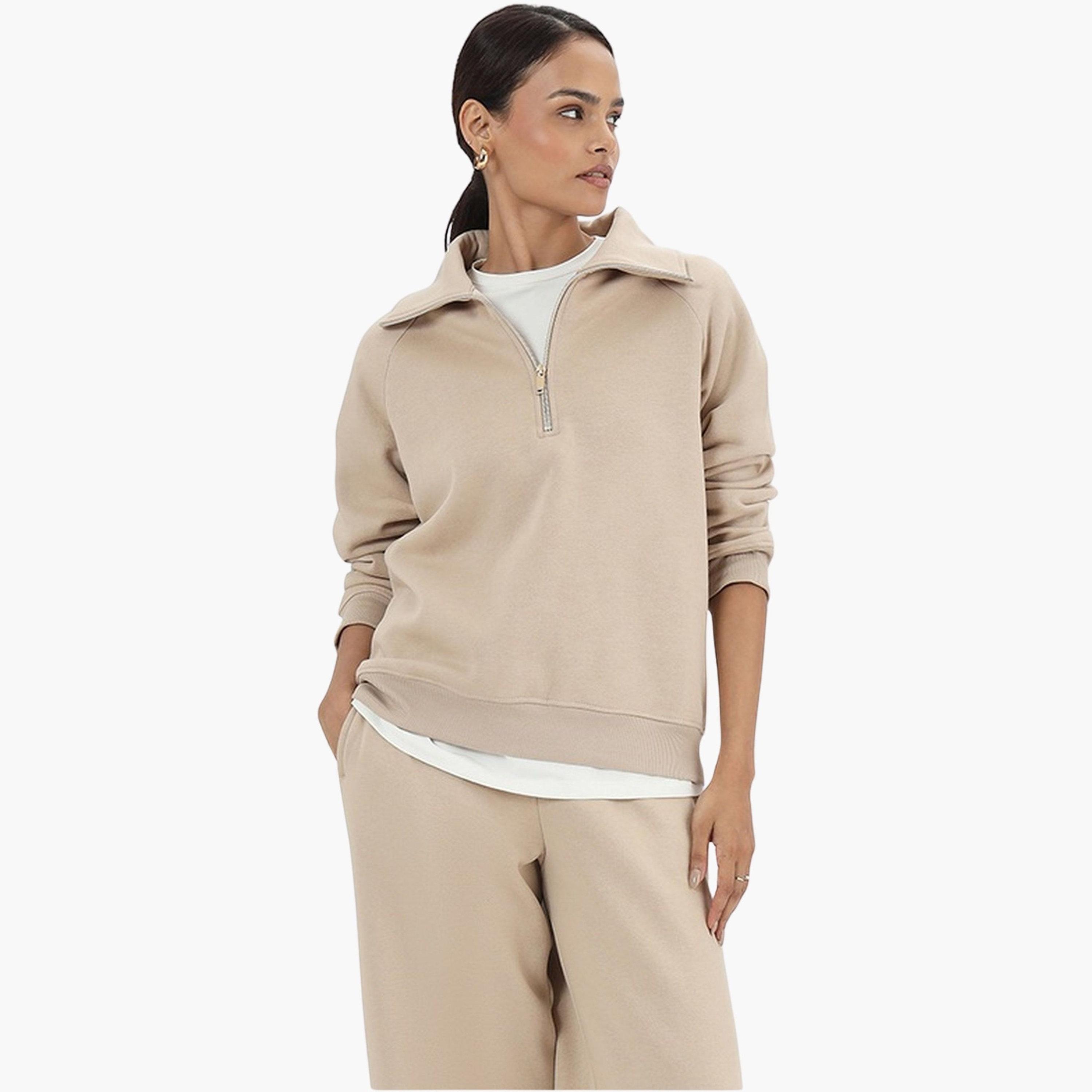 فيميلا - سويت شيرت نسائي صوف بأكمام طويلة وياقة ثابتة-women-clothing-hoodiesandsweatshirts-sweatshirts-image-1