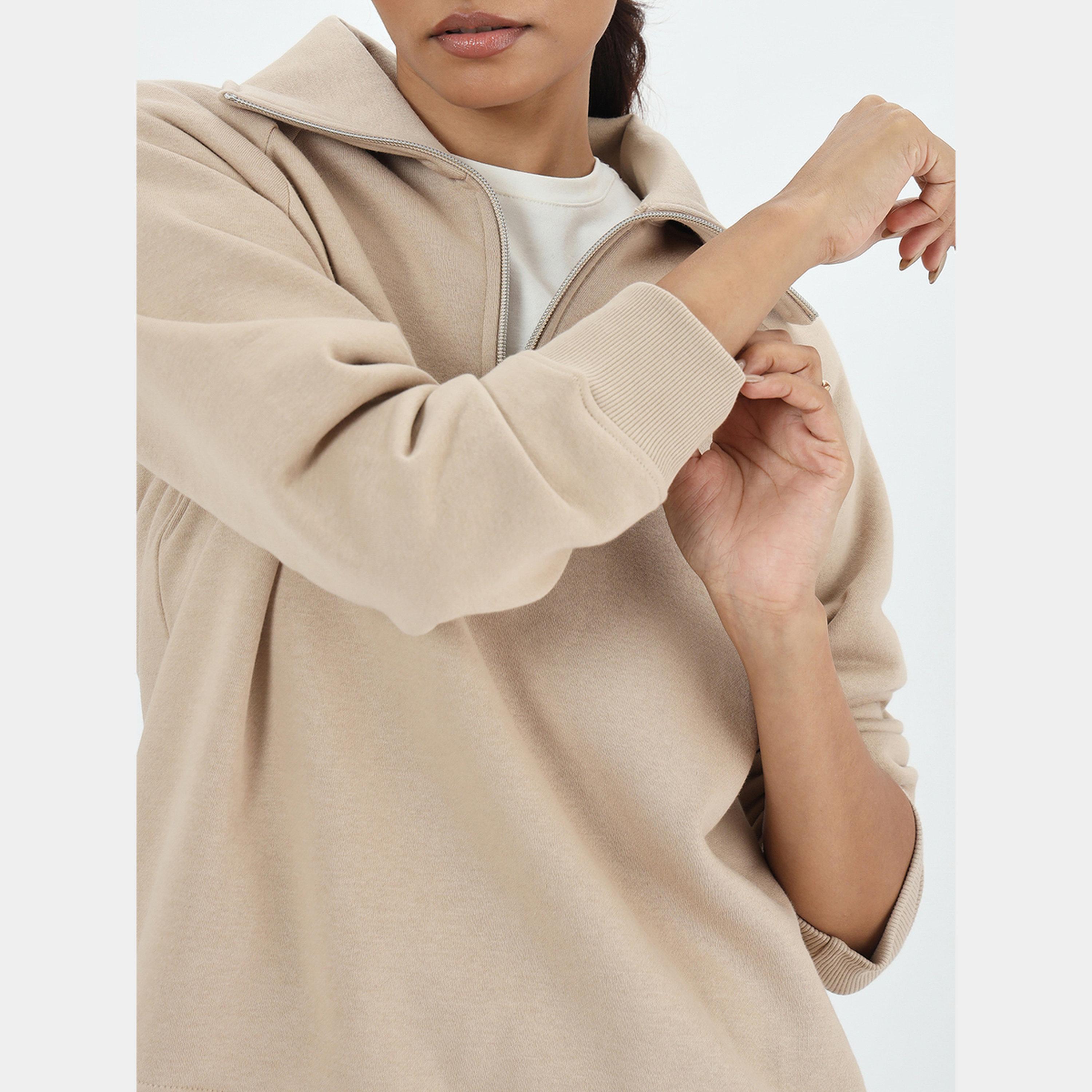 فيميلا - سويت شيرت نسائي صوف بأكمام طويلة وياقة ثابتة-women-clothing-hoodiesandsweatshirts-sweatshirts-image-4