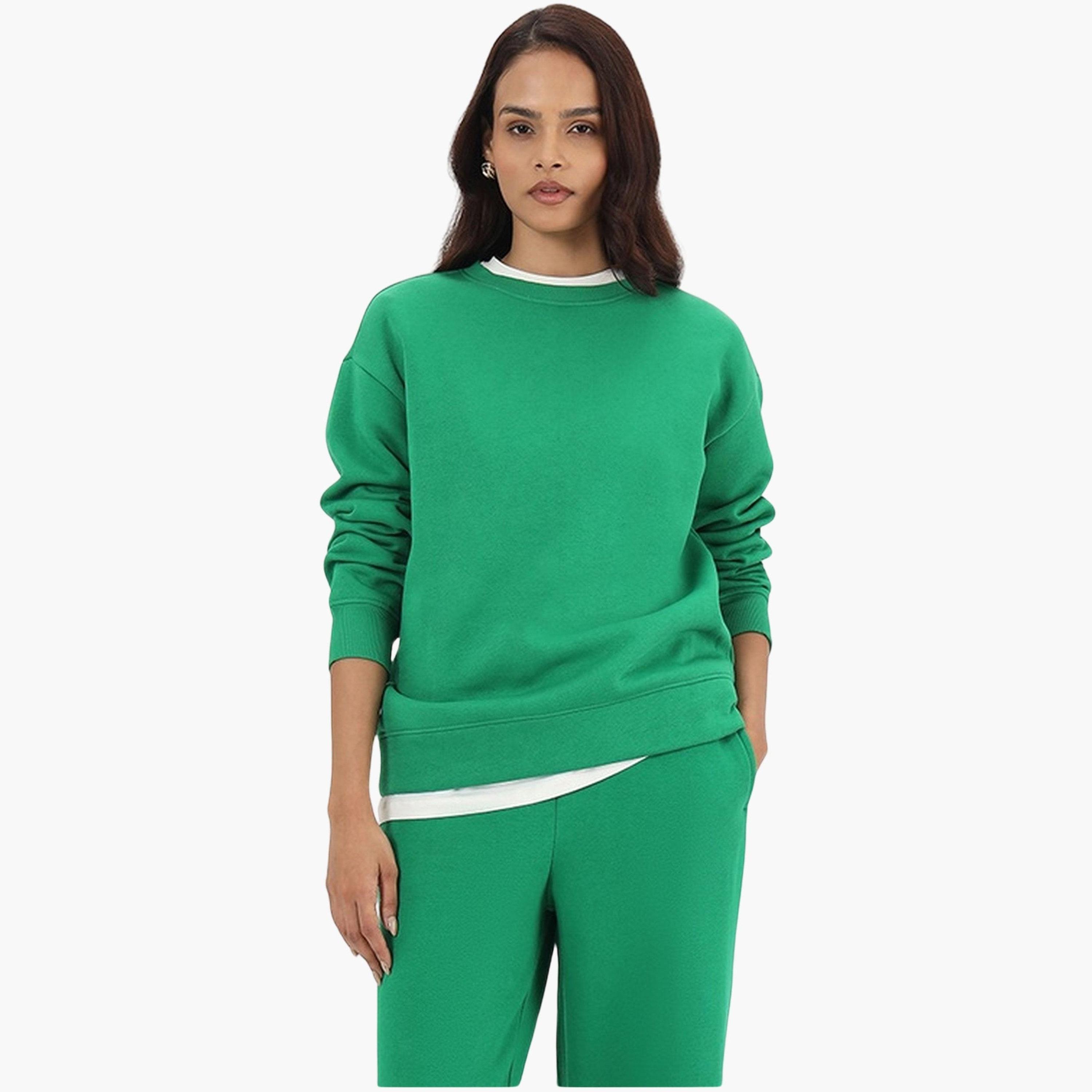 Femmella Bright Green Crew Neck Fleece Sweatshirt-women-clothing-hoodiesandsweatshirts-sweatshirts-image-1