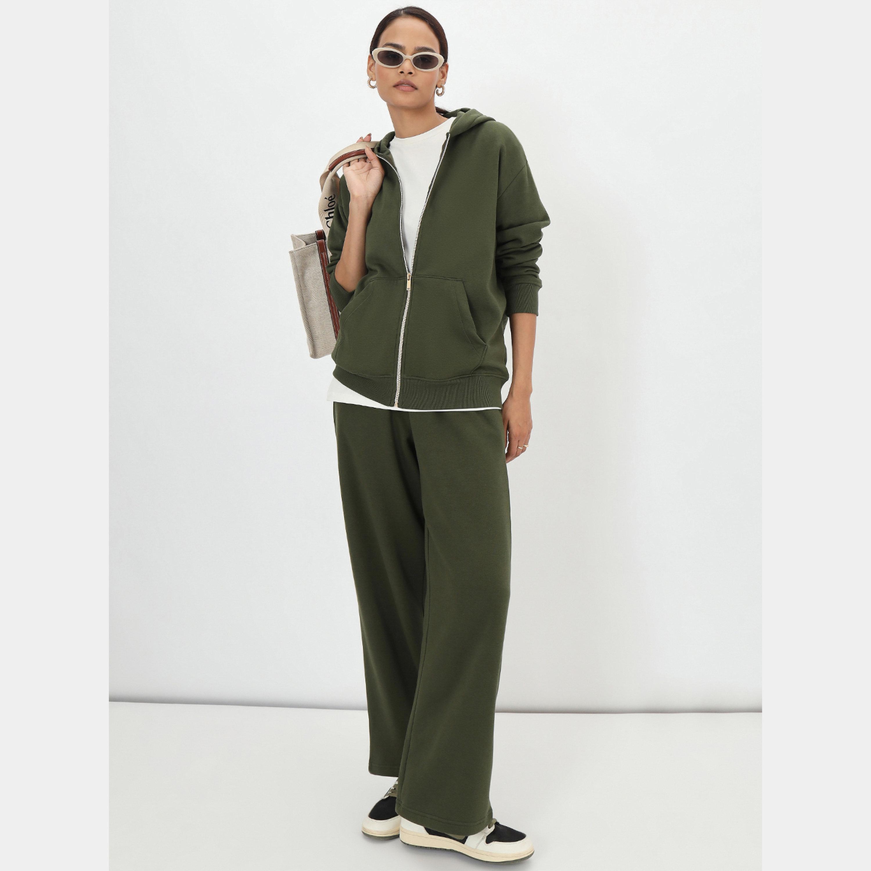 Femmella Olive Green Zip-Up Fleece Sweatshirt-women-clothing-hoodiesandsweatshirts-hoodies-image-5