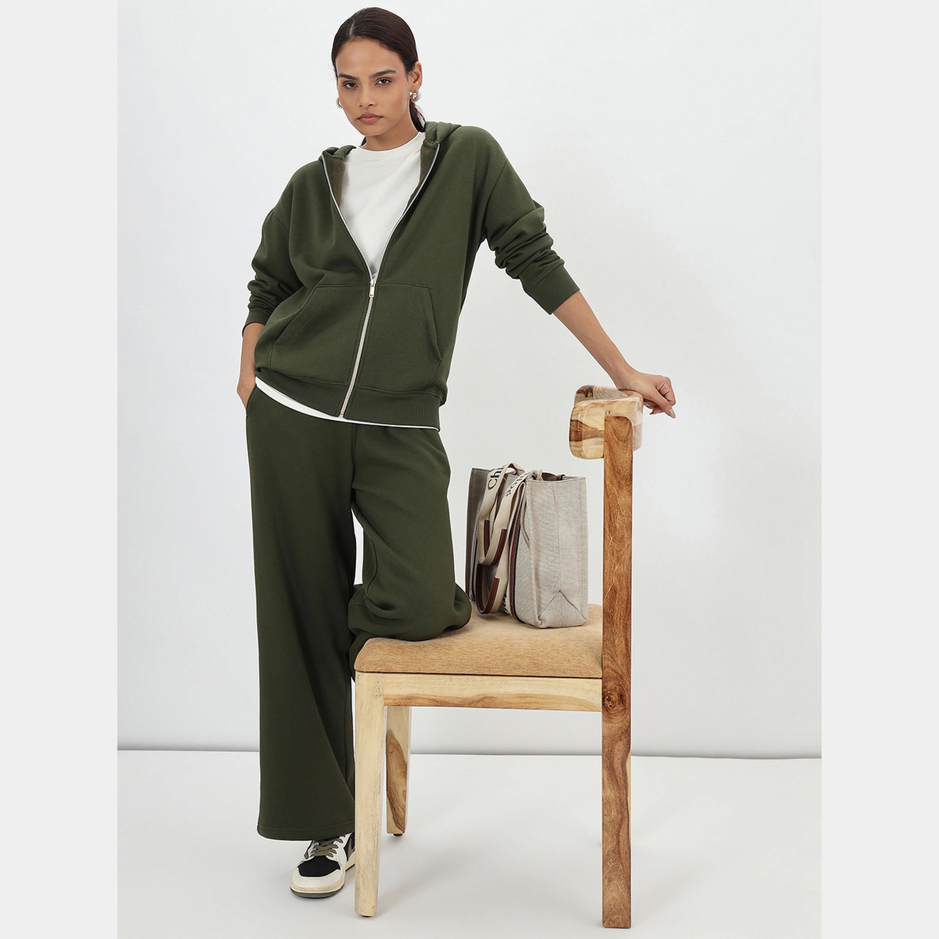 Femmella Olive Green Zip-Up Fleece Sweatshirt-women-clothing-hoodiesandsweatshirts-hoodies-image-6