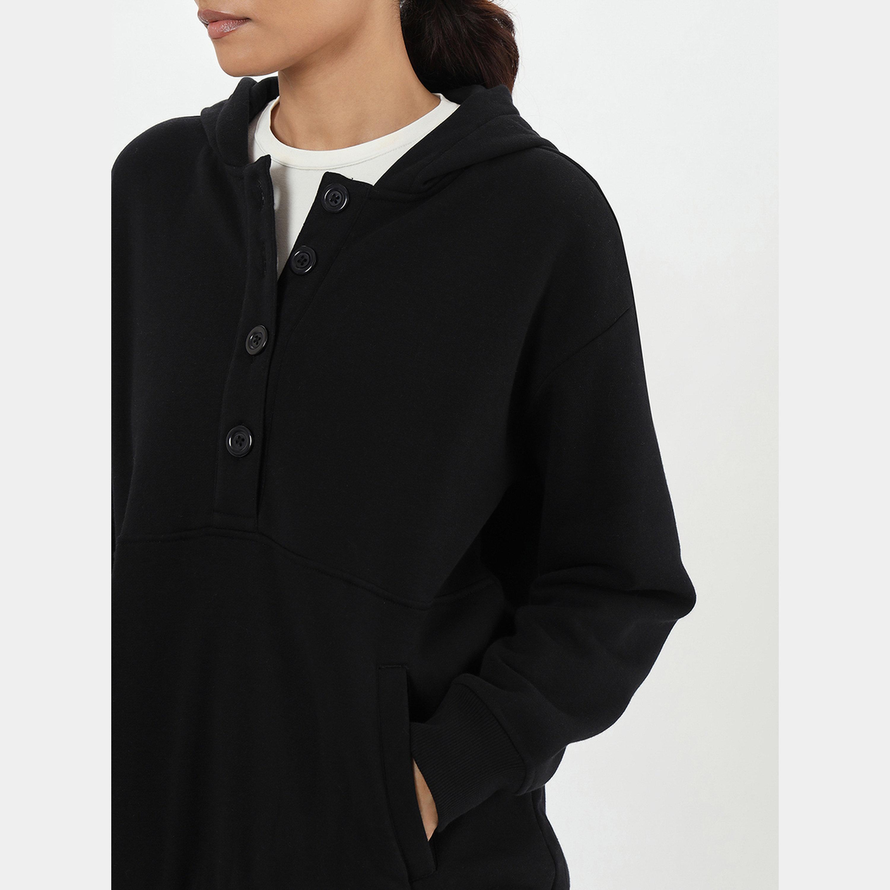 فيميلا - هودي نسائي سادة بأكمام طويلة ورقبة وغطاء للرأس وأزرار للأسفل-women-clothing-hoodiesandsweatshirts-hoodies-image-4