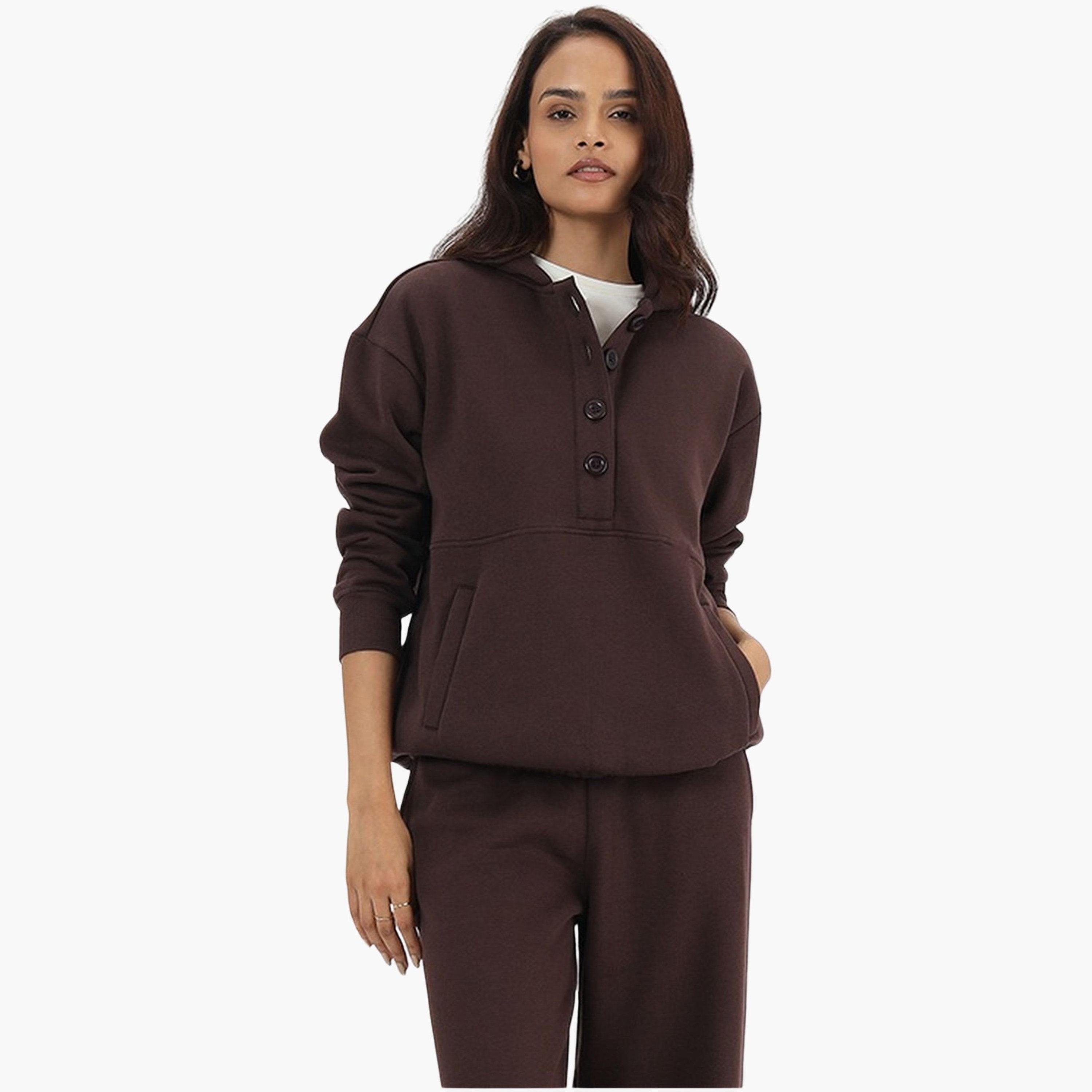Femmella Brown Fleece Relaxed Fit Hoodie-women-clothing-hoodiesandsweatshirts-hoodies-image-1