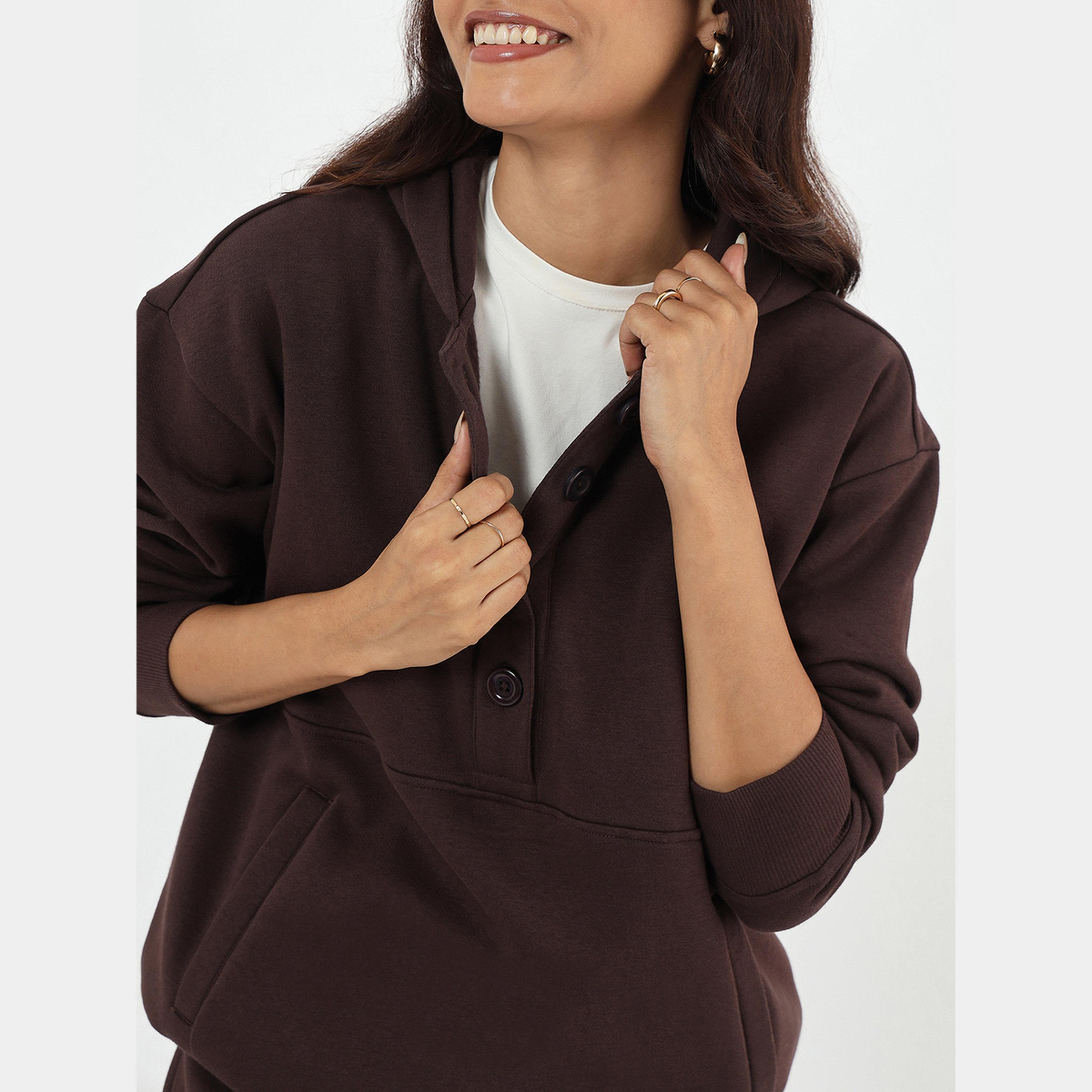 Femmella Brown Fleece Relaxed Fit Hoodie-women-clothing-hoodiesandsweatshirts-hoodies-image-5