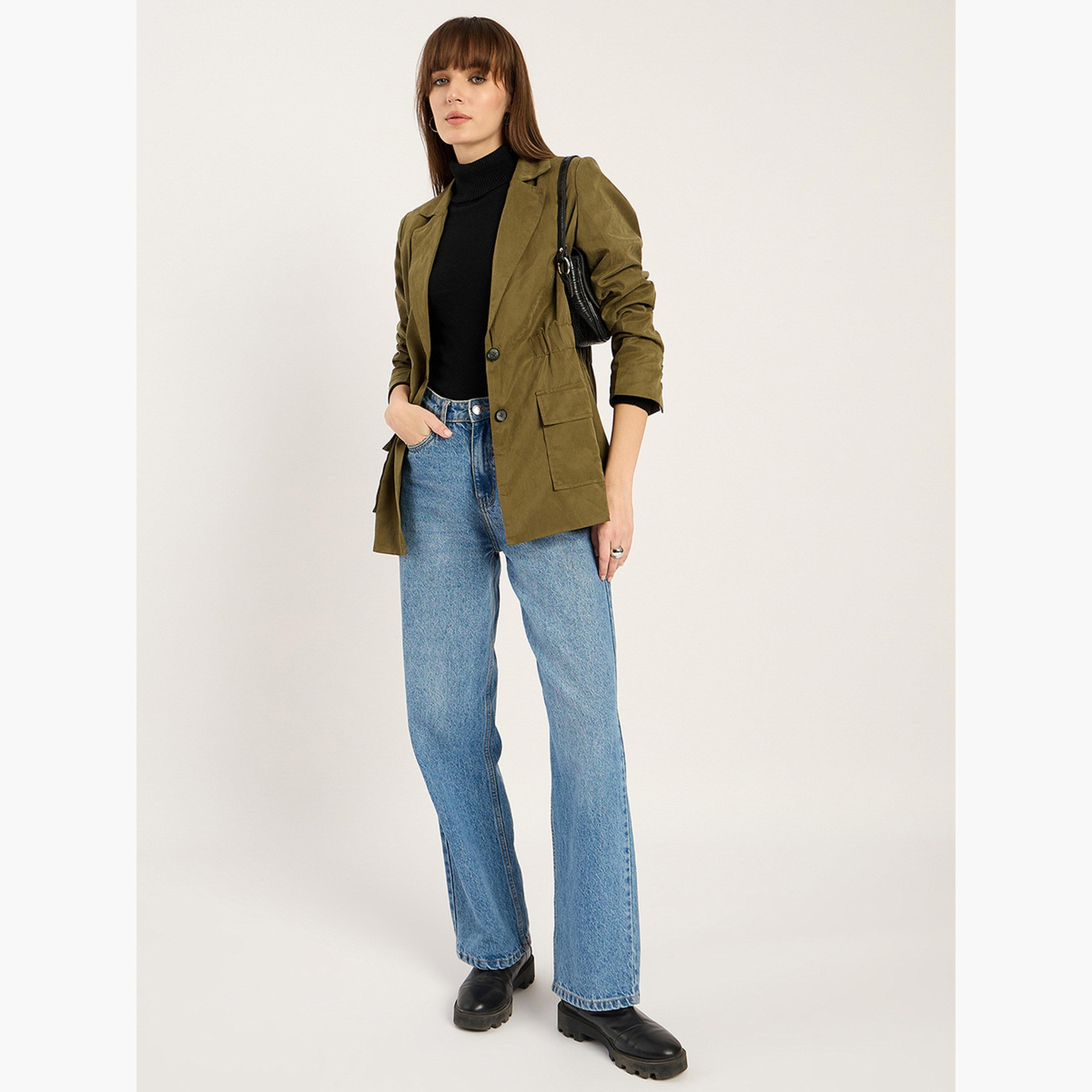 فيميلا - بليزر نسائي زيتوني بخصر مشدود-women-clothing-coatsandjackets-blazers-image-2