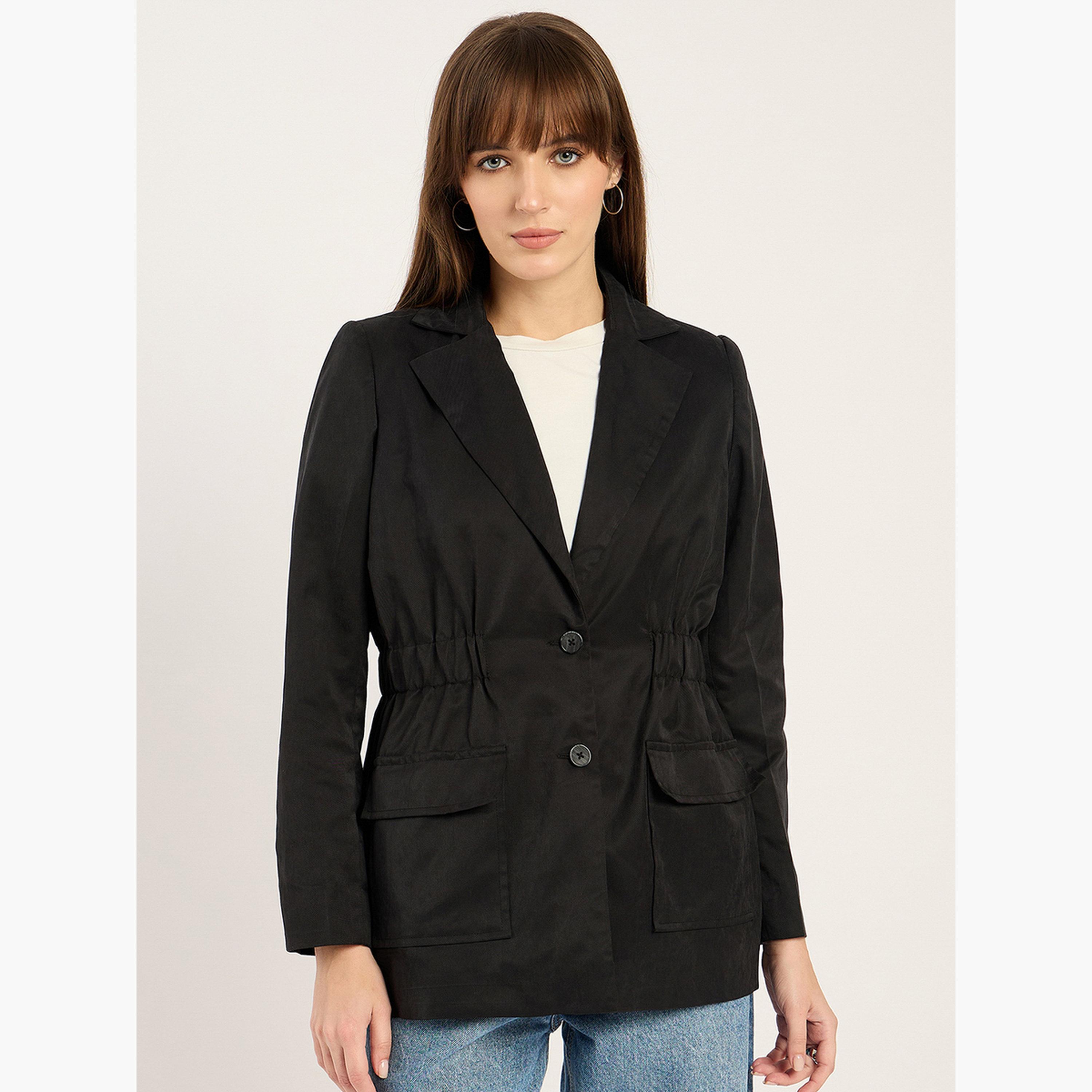 فيميلا - بليزر نسائي أسود بخصر مشدود-women-clothing-coatsandjackets-blazers-image-1