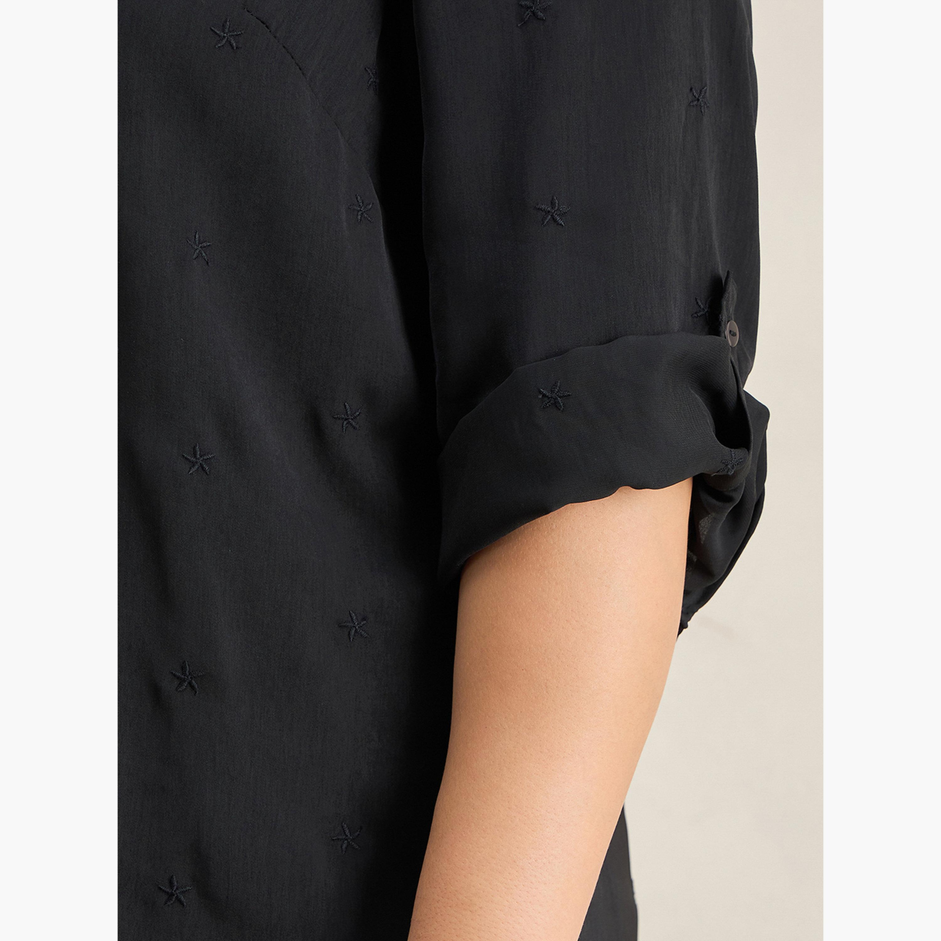 Femmella Plus Size Black High Low Hem Tunic Top-women-clothing-tshirts-image-4