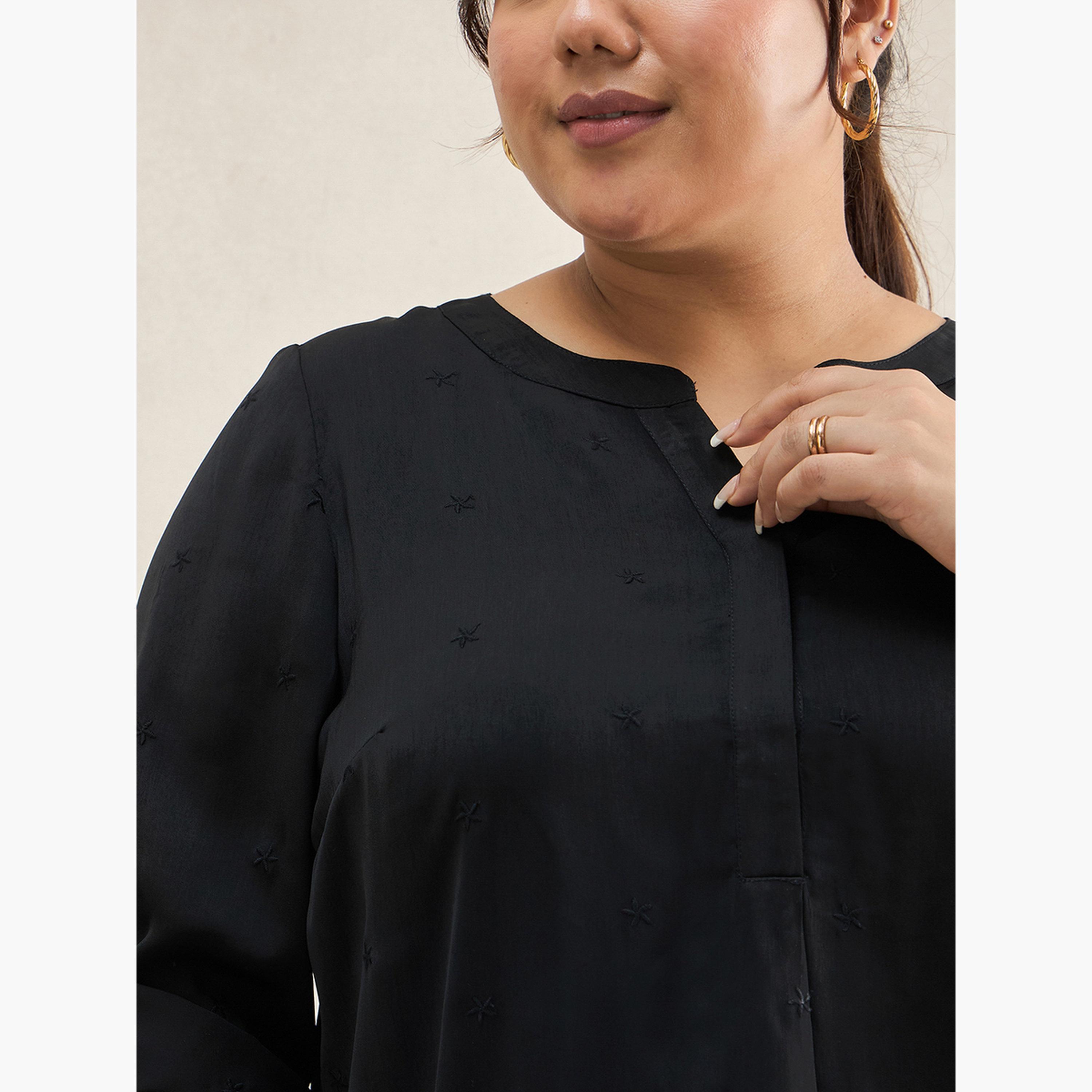 Femmella Plus Size Black High Low Hem Tunic Top-women-clothing-tshirts-image-5