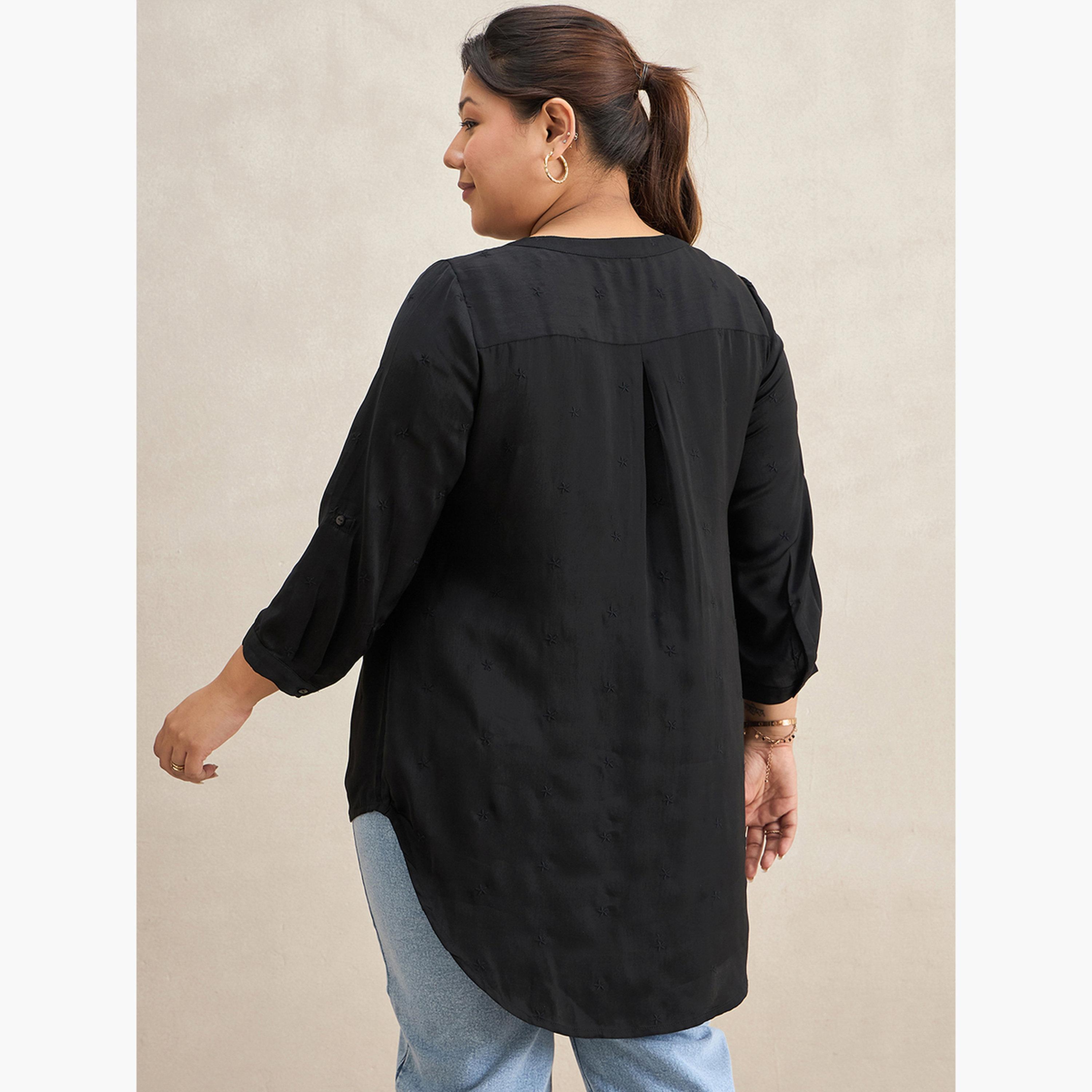 فيميلا - بلوزة تونيك سوداء عالية ومنخفضة الحجم-women-clothing-tshirts-image-6